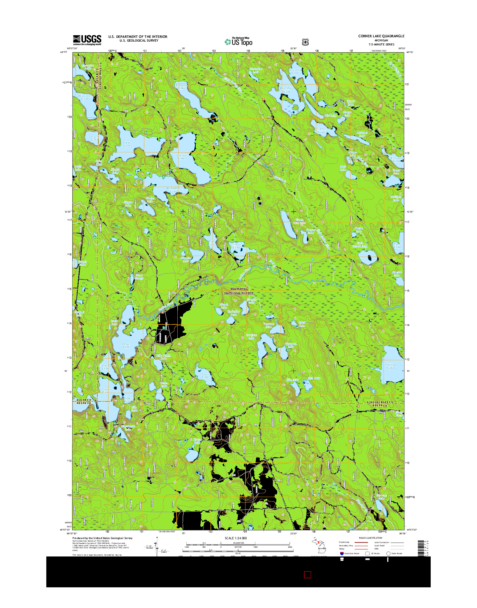 USGS US TOPO 7.5-MINUTE MAP FOR CORNER LAKE, MI 2017