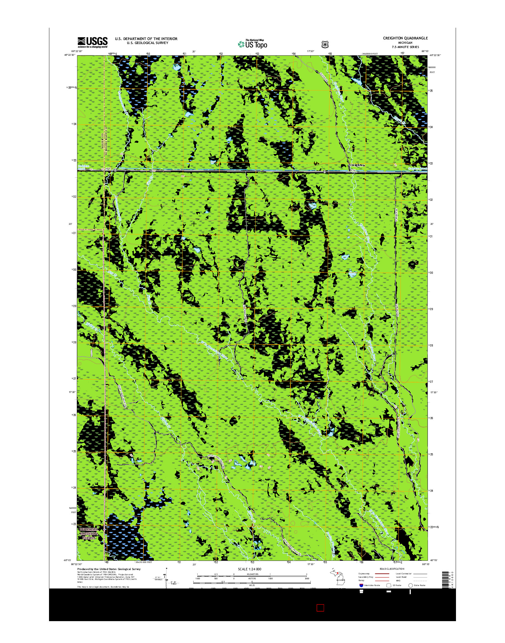 USGS US TOPO 7.5-MINUTE MAP FOR CREIGHTON, MI 2017