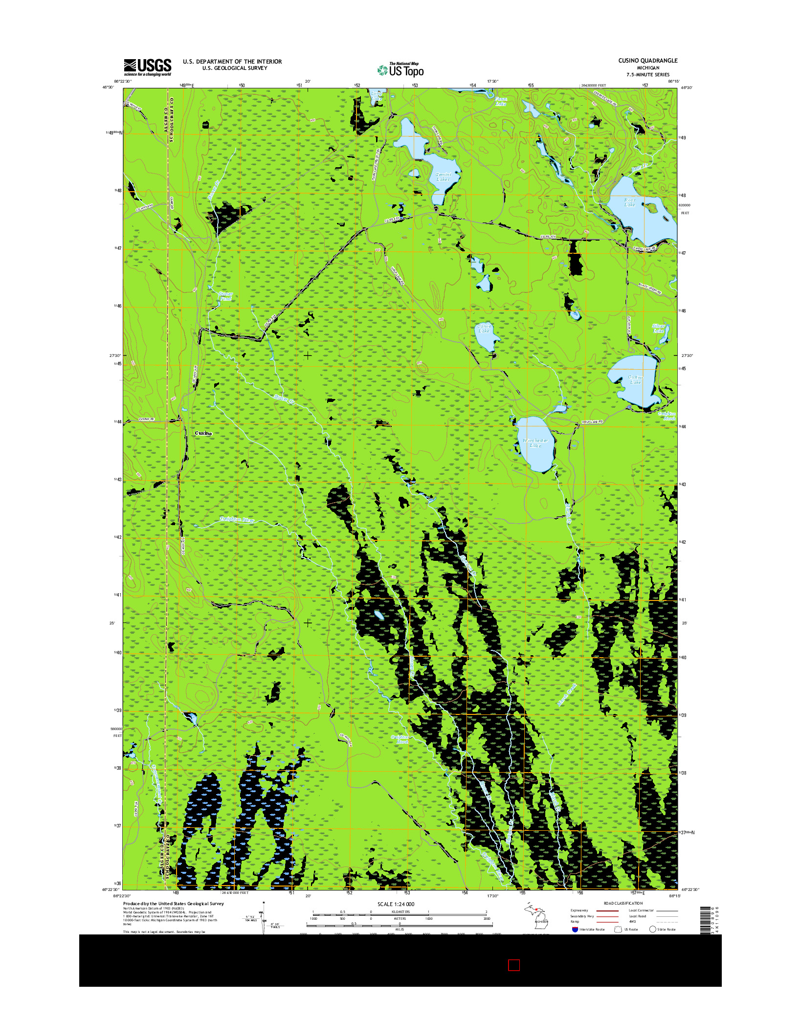 USGS US TOPO 7.5-MINUTE MAP FOR CUSINO, MI 2017
