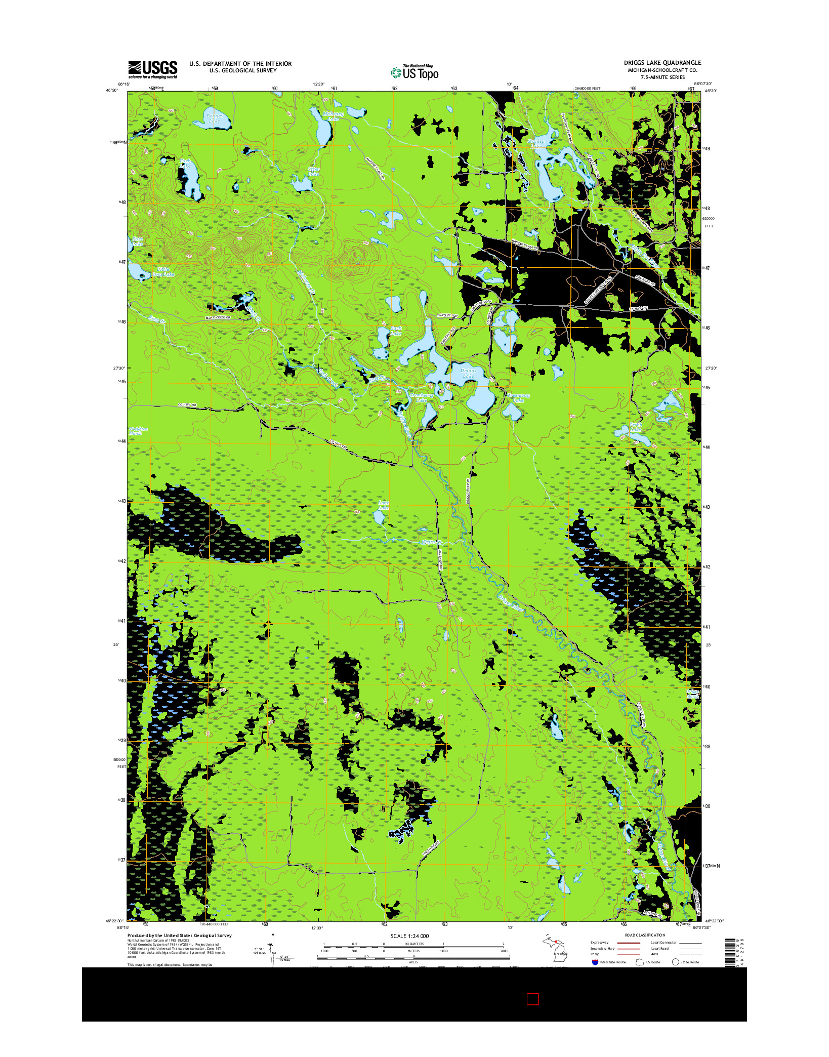 USGS US TOPO 7.5-MINUTE MAP FOR DRIGGS LAKE, MI 2017