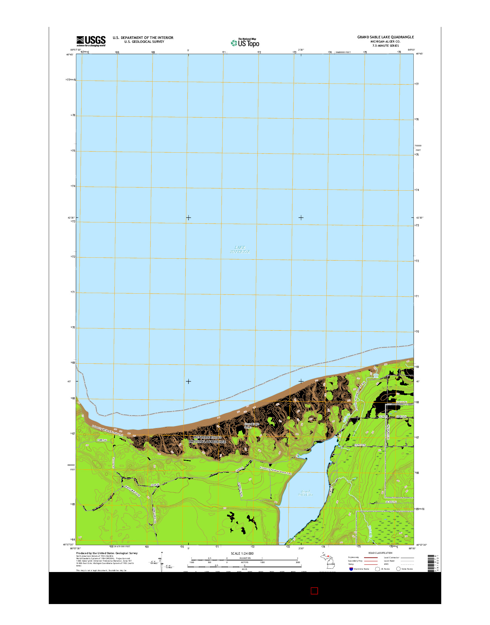 USGS US TOPO 7.5-MINUTE MAP FOR GRAND SABLE LAKE, MI 2017