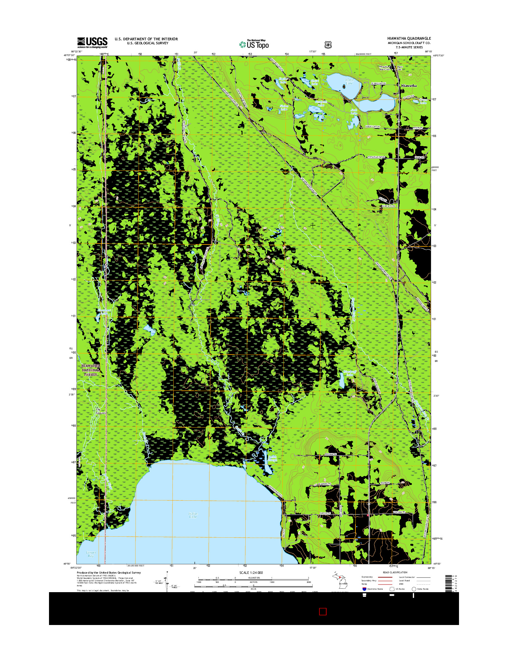 USGS US TOPO 7.5-MINUTE MAP FOR HIAWATHA, MI 2017