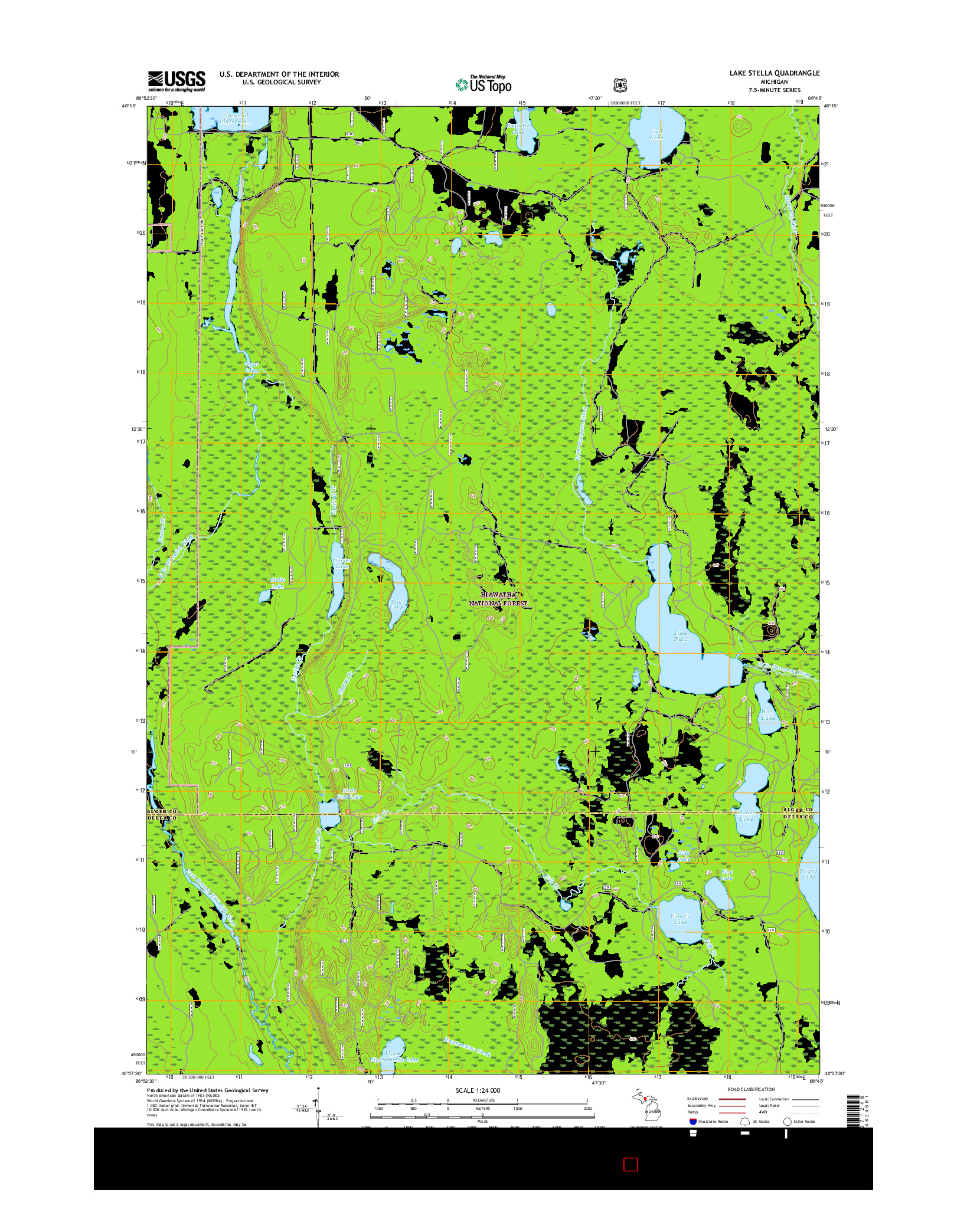 USGS US TOPO 7.5-MINUTE MAP FOR LAKE STELLA, MI 2017