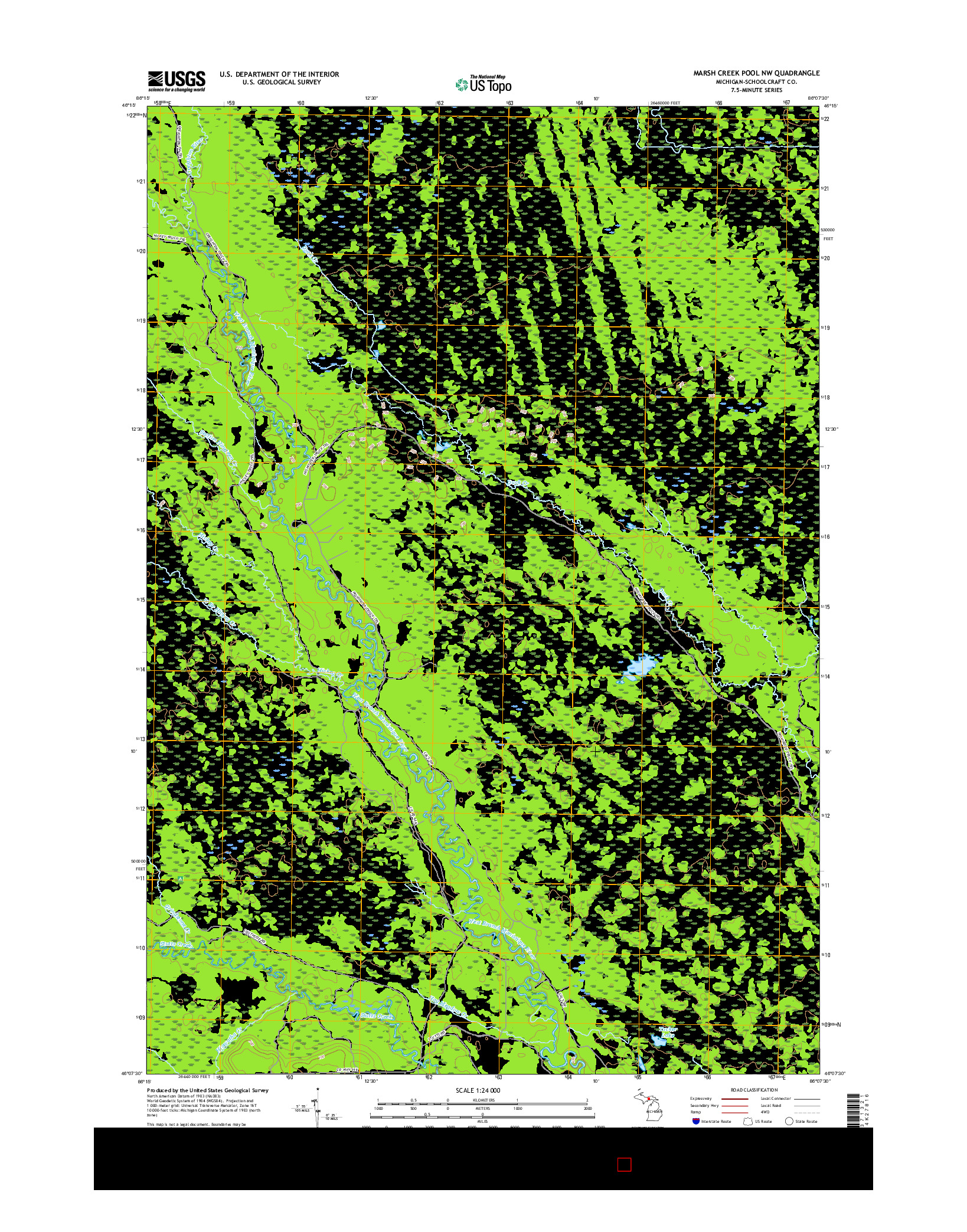 USGS US TOPO 7.5-MINUTE MAP FOR MARSH CREEK POOL NW, MI 2017