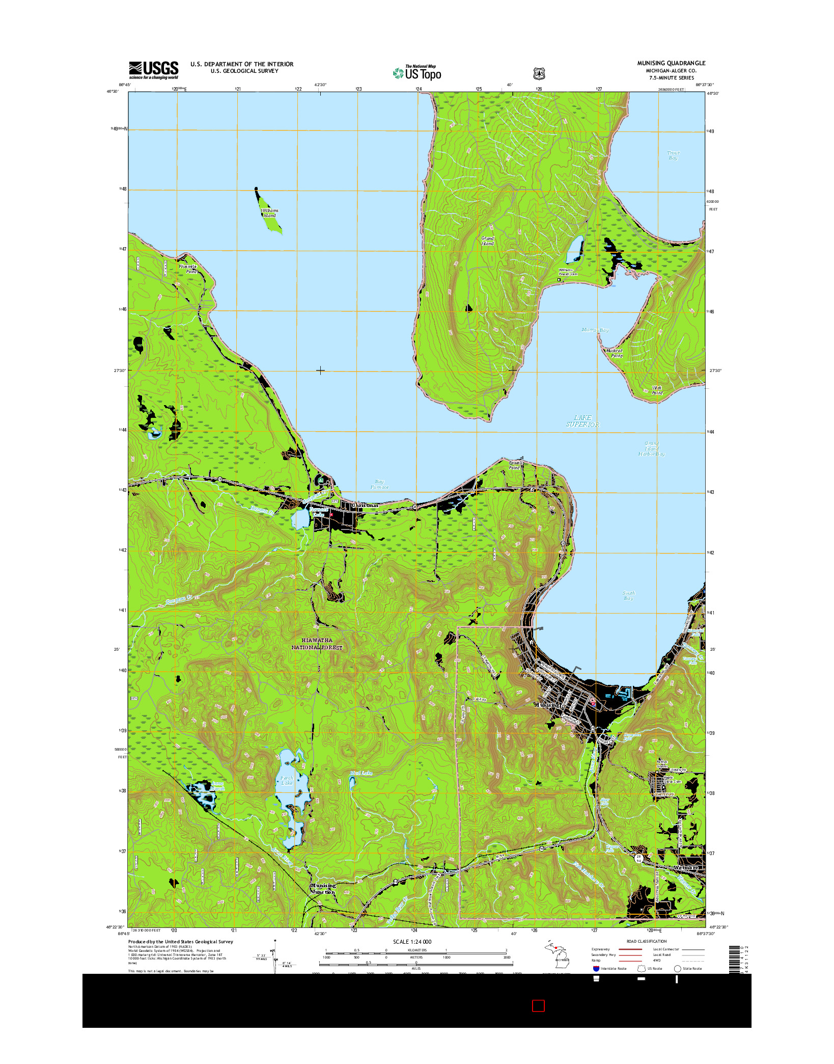 USGS US TOPO 7.5-MINUTE MAP FOR MUNISING, MI 2017