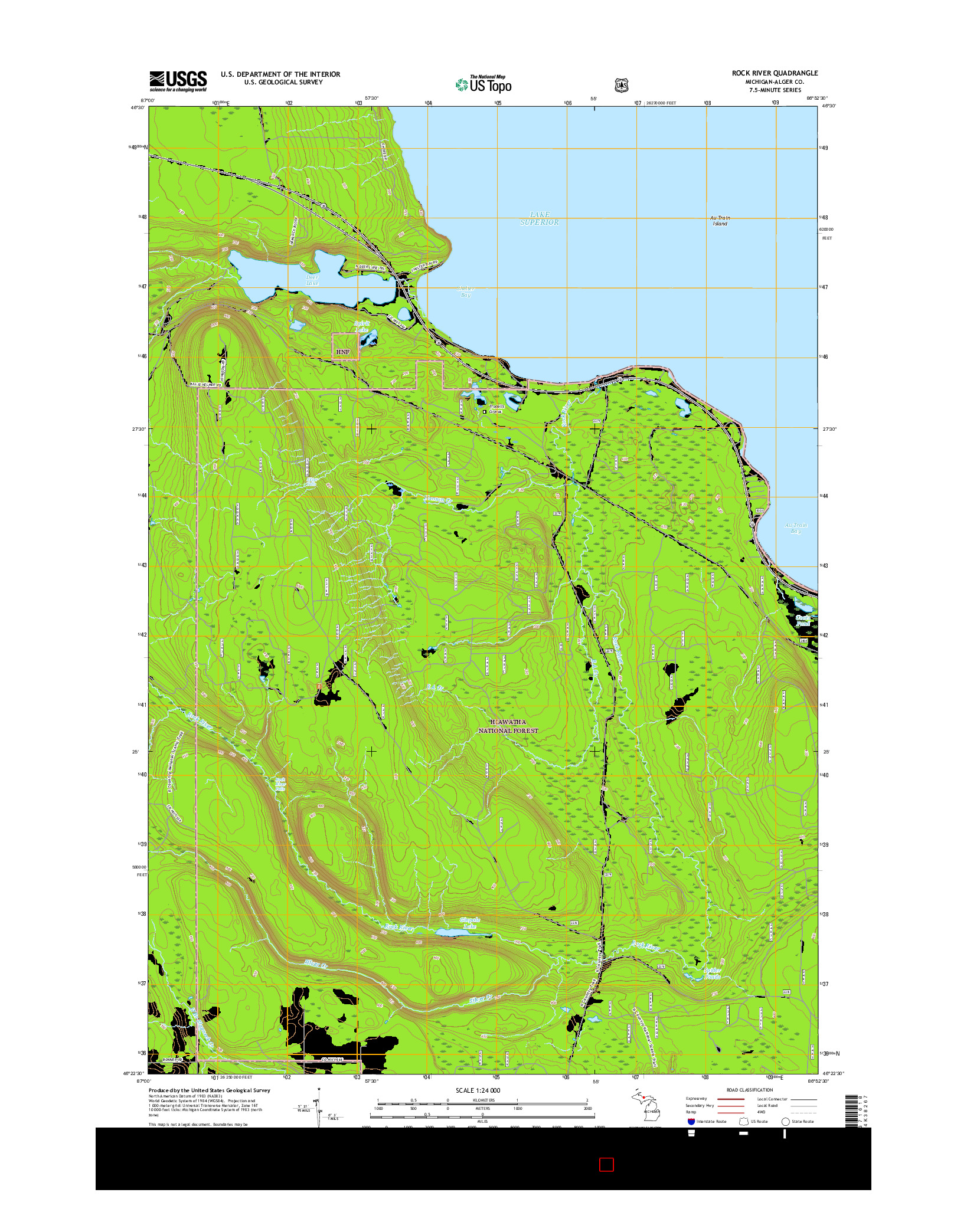 USGS US TOPO 7.5-MINUTE MAP FOR ROCK RIVER, MI 2017