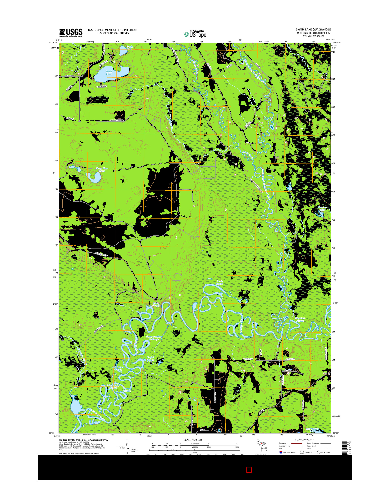 USGS US TOPO 7.5-MINUTE MAP FOR SMITH LAKE, MI 2017