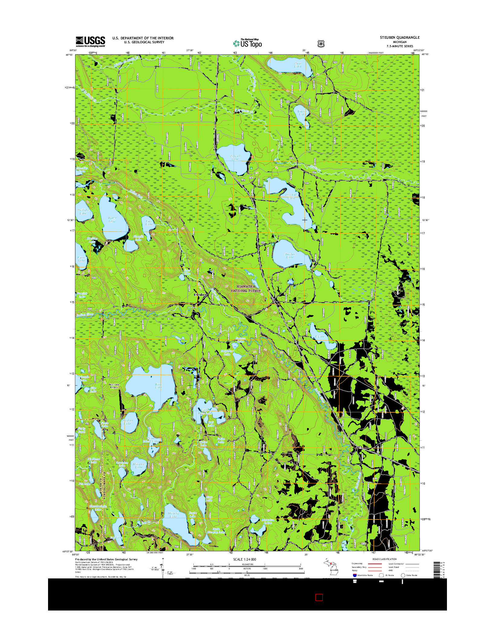 USGS US TOPO 7.5-MINUTE MAP FOR STEUBEN, MI 2017