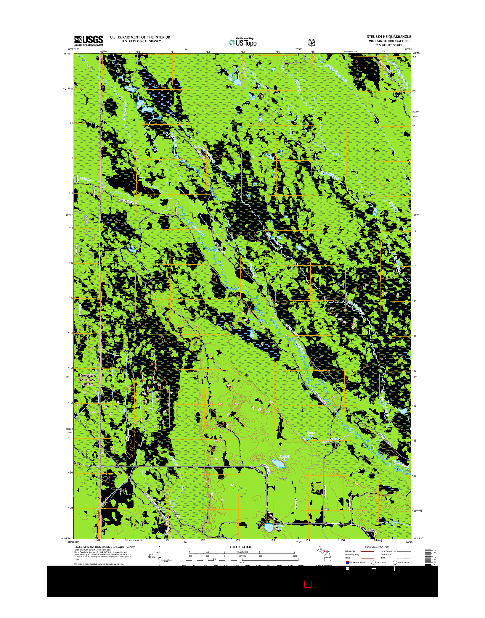 USGS US TOPO 7.5-MINUTE MAP FOR STEUBEN NE, MI 2017