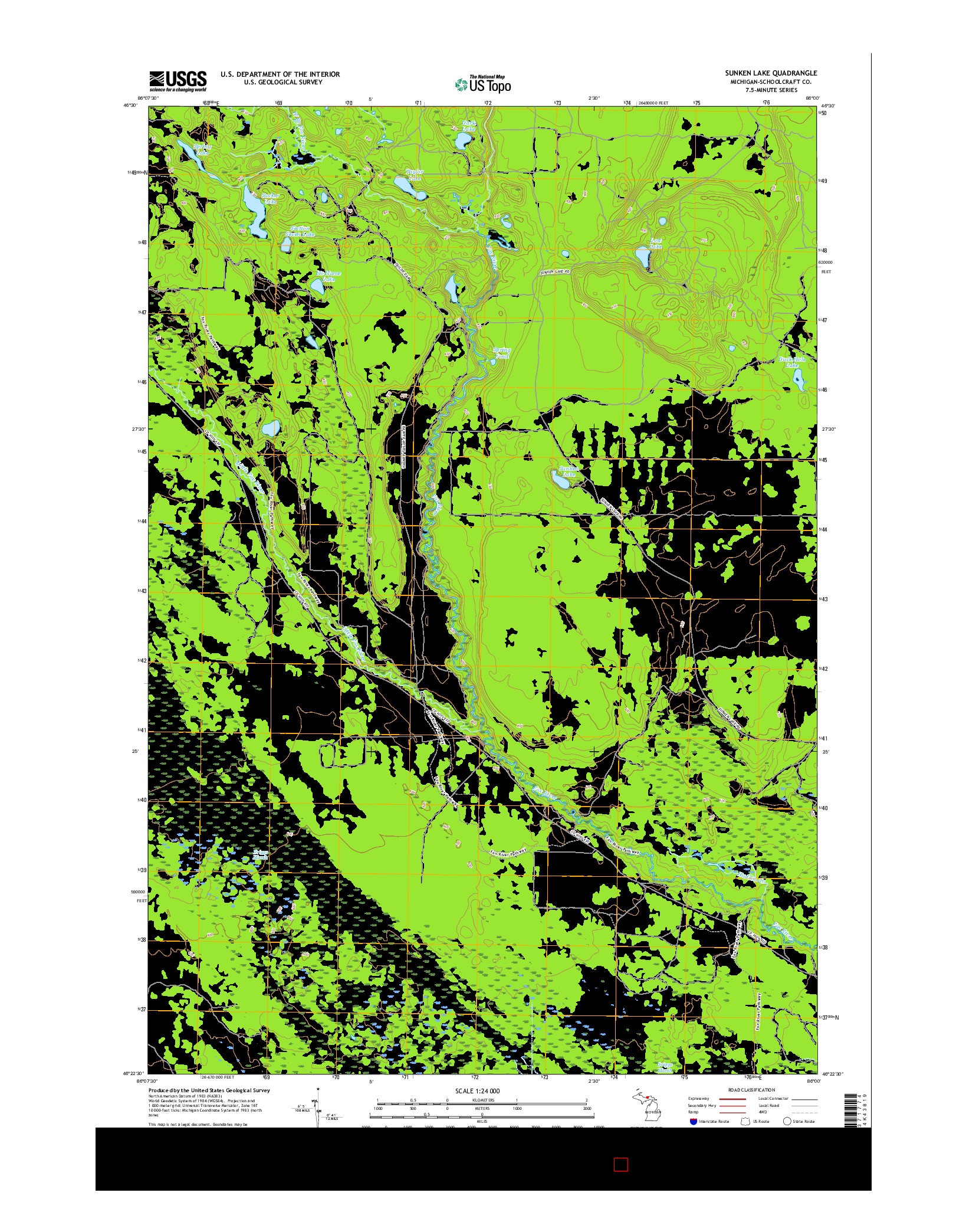 USGS US TOPO 7.5-MINUTE MAP FOR SUNKEN LAKE, MI 2017