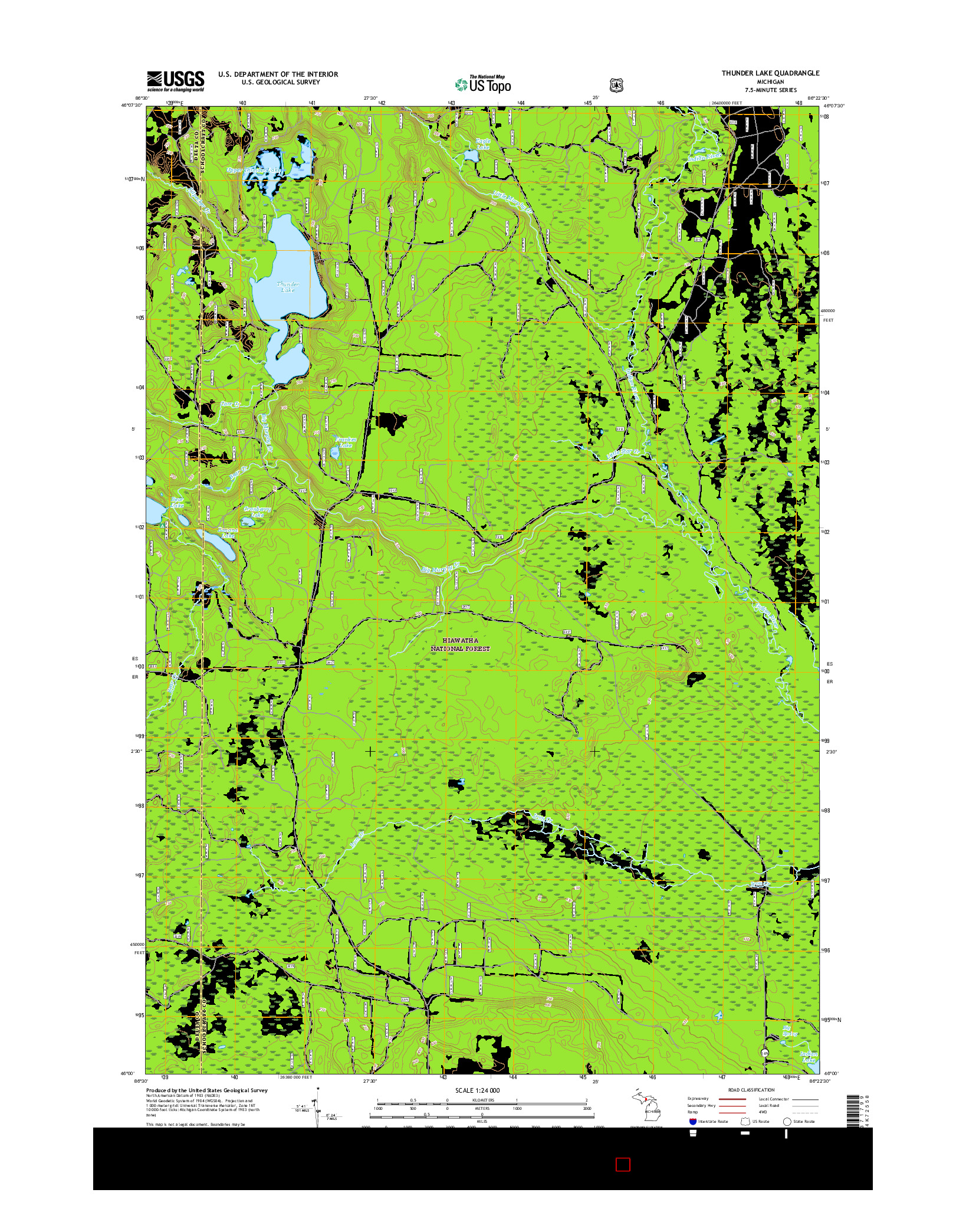 USGS US TOPO 7.5-MINUTE MAP FOR THUNDER LAKE, MI 2017