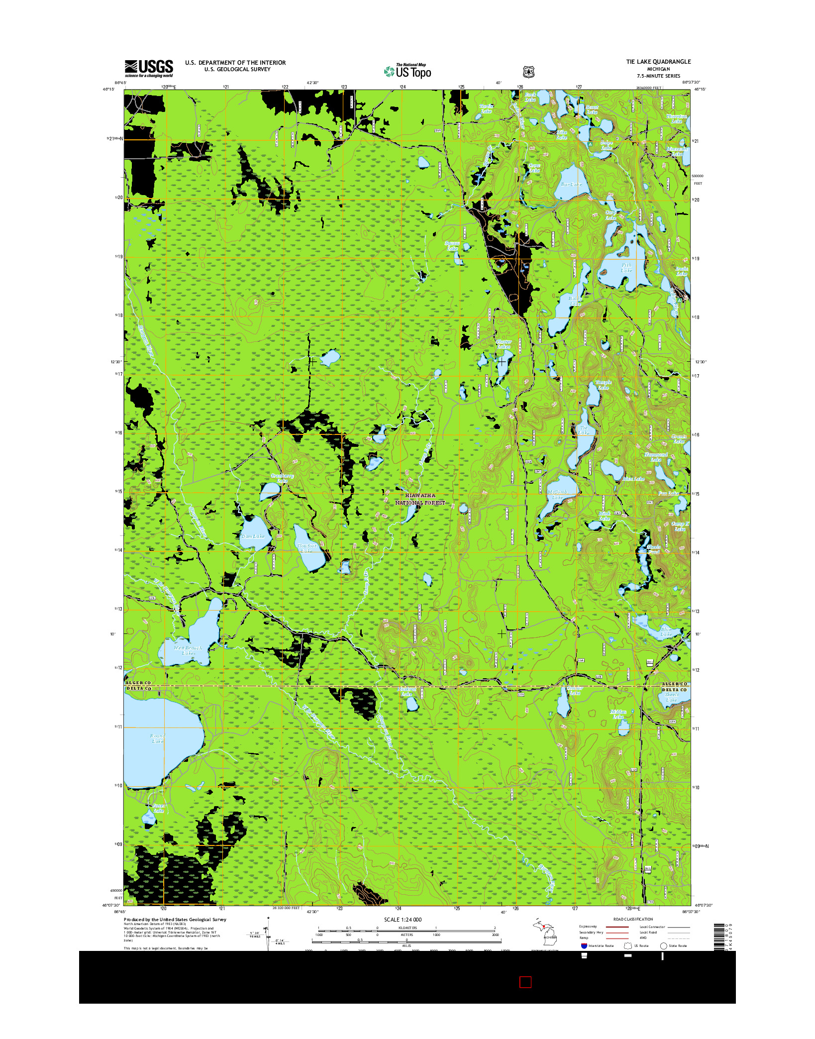 USGS US TOPO 7.5-MINUTE MAP FOR TIE LAKE, MI 2017