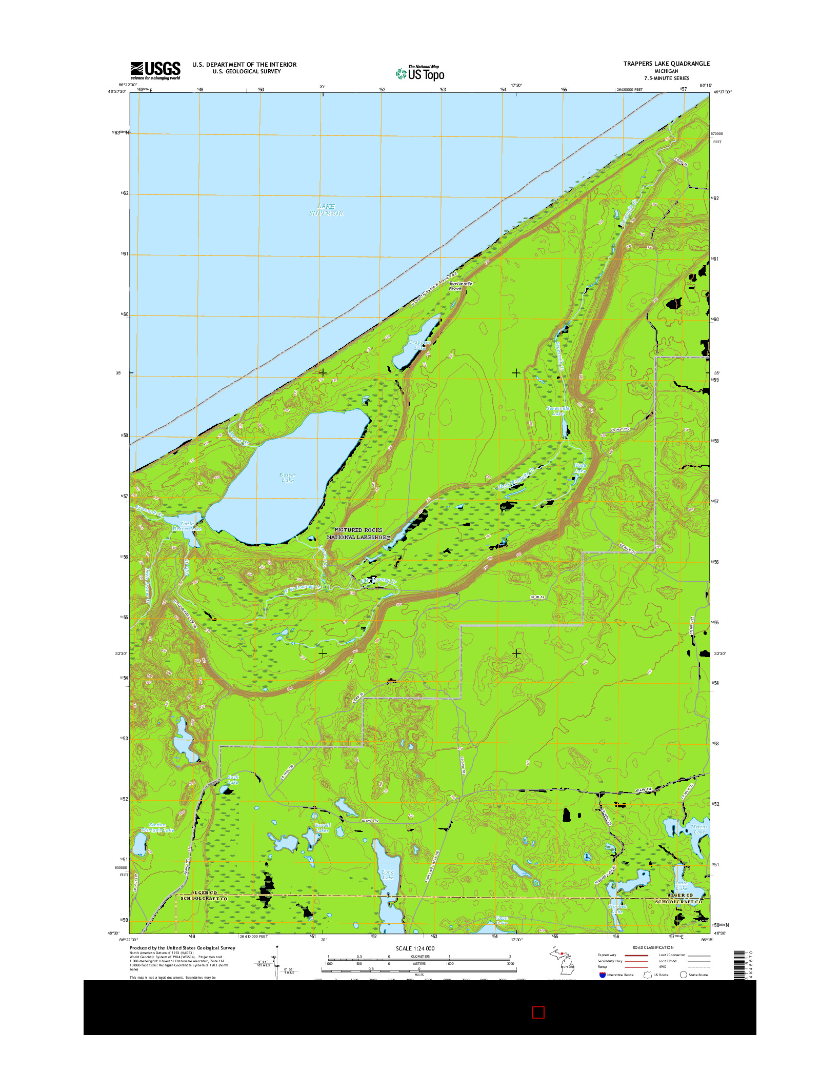 USGS US TOPO 7.5-MINUTE MAP FOR TRAPPERS LAKE, MI 2017