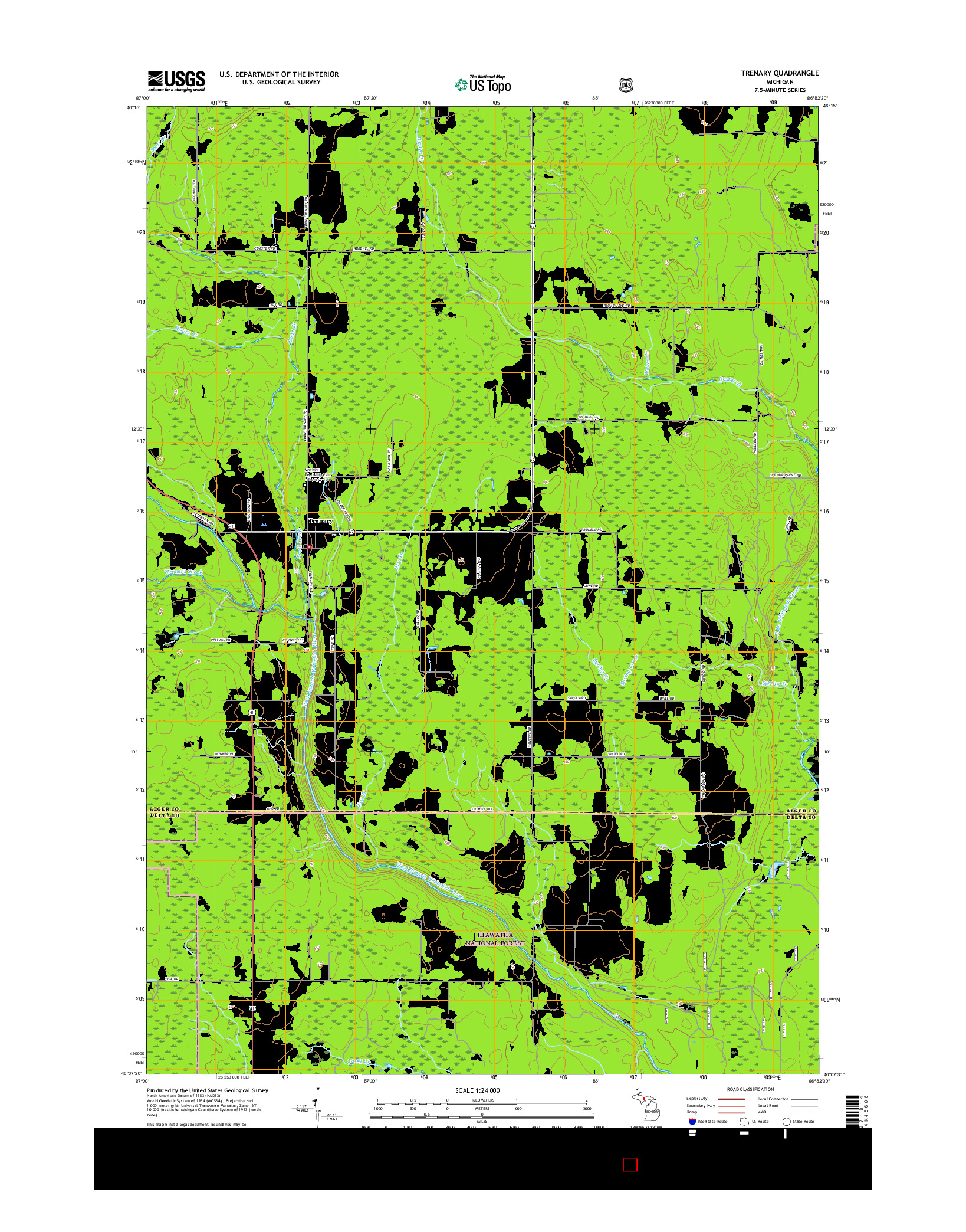 USGS US TOPO 7.5-MINUTE MAP FOR TRENARY, MI 2017