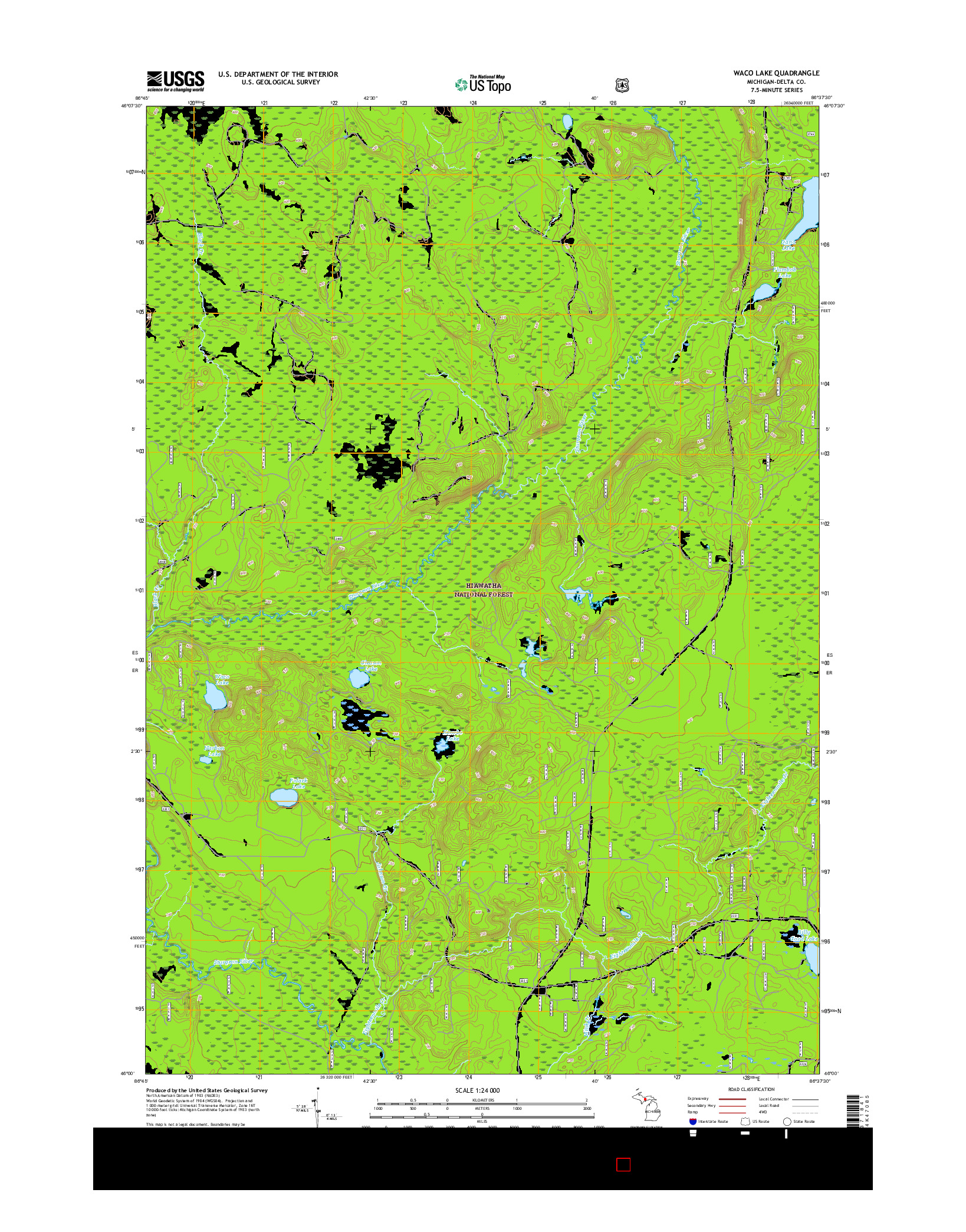 USGS US TOPO 7.5-MINUTE MAP FOR WACO LAKE, MI 2017