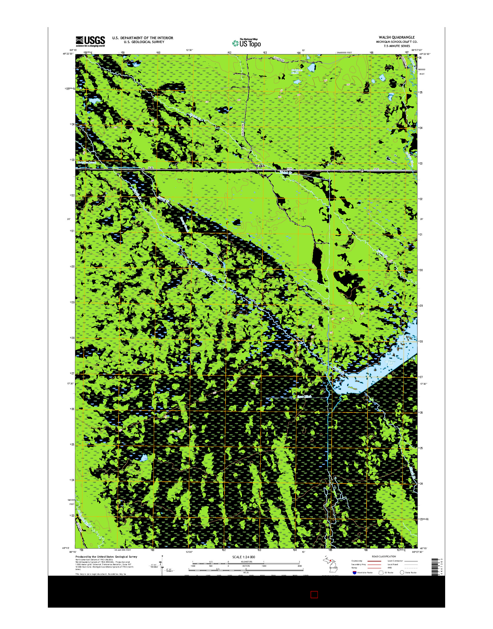 USGS US TOPO 7.5-MINUTE MAP FOR WALSH, MI 2017