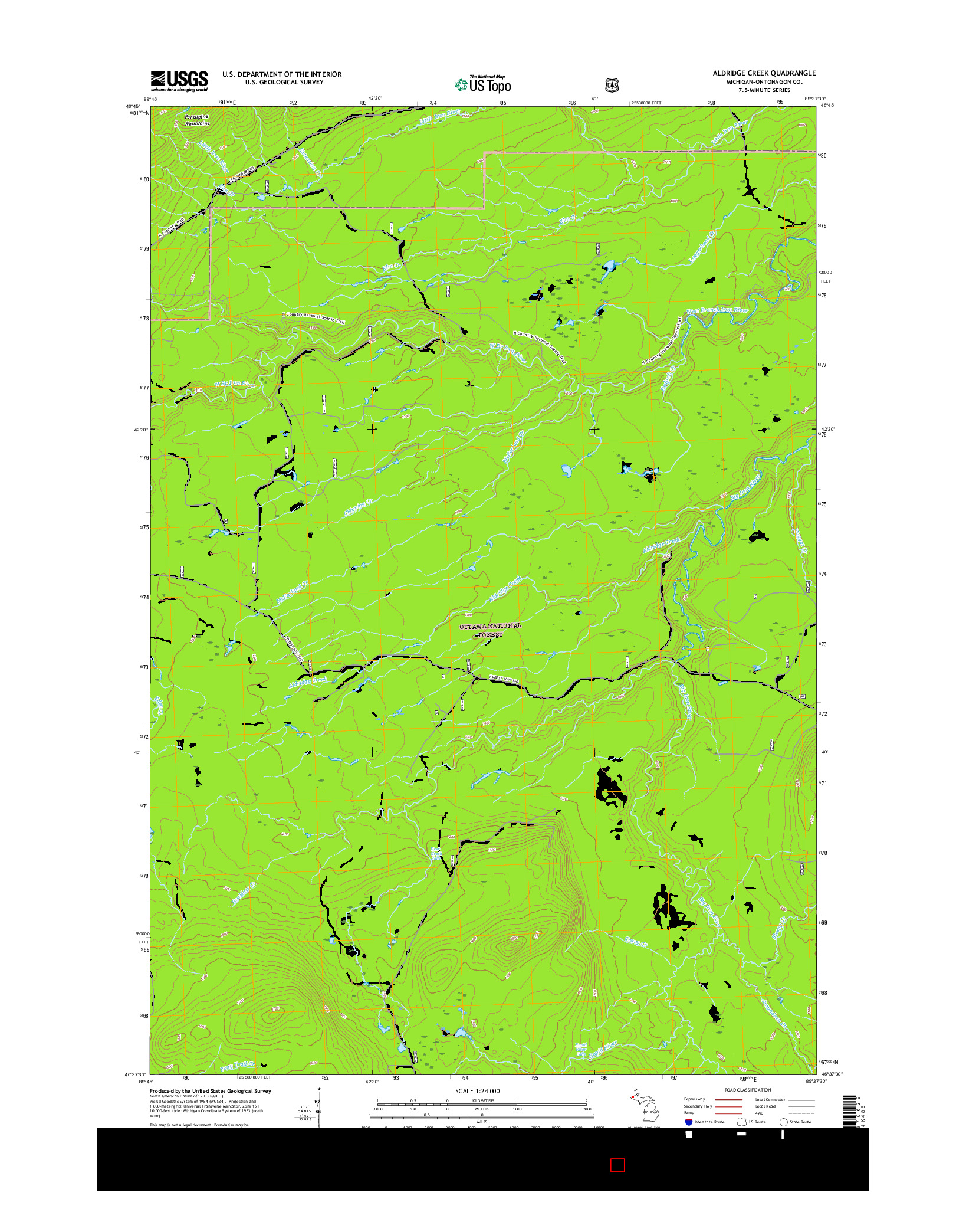 USGS US TOPO 7.5-MINUTE MAP FOR ALDRIDGE CREEK, MI 2017