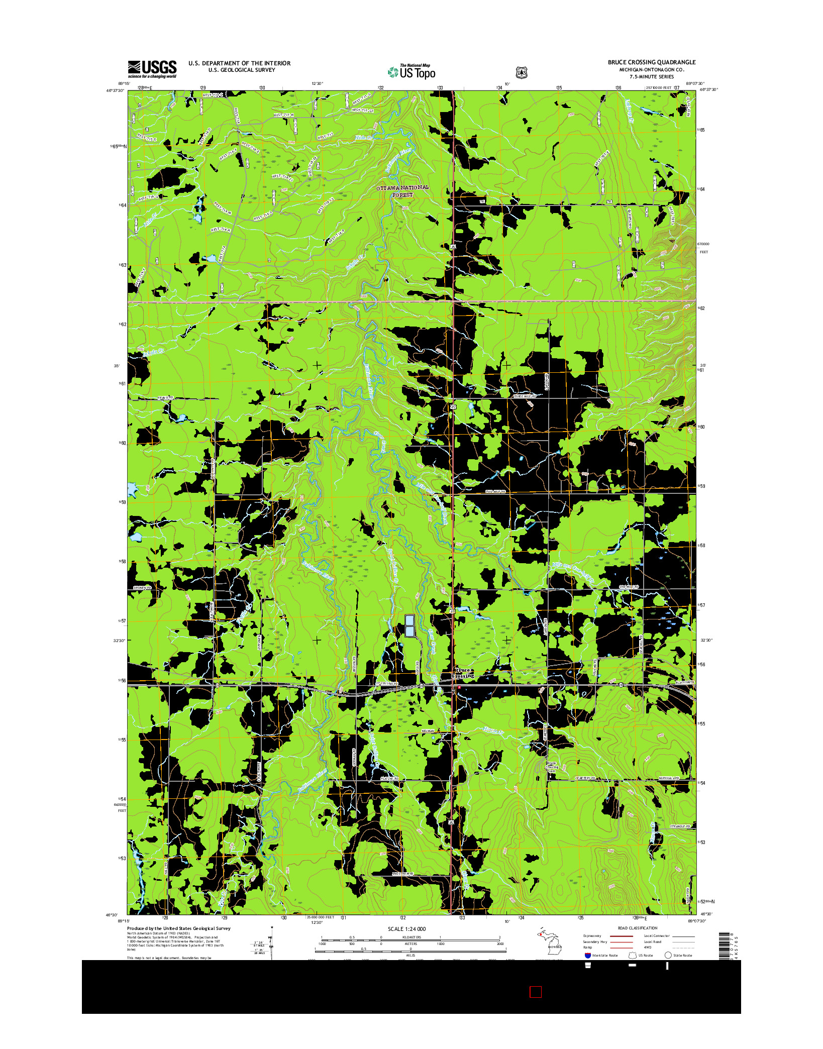 USGS US TOPO 7.5-MINUTE MAP FOR BRUCE CROSSING, MI 2017