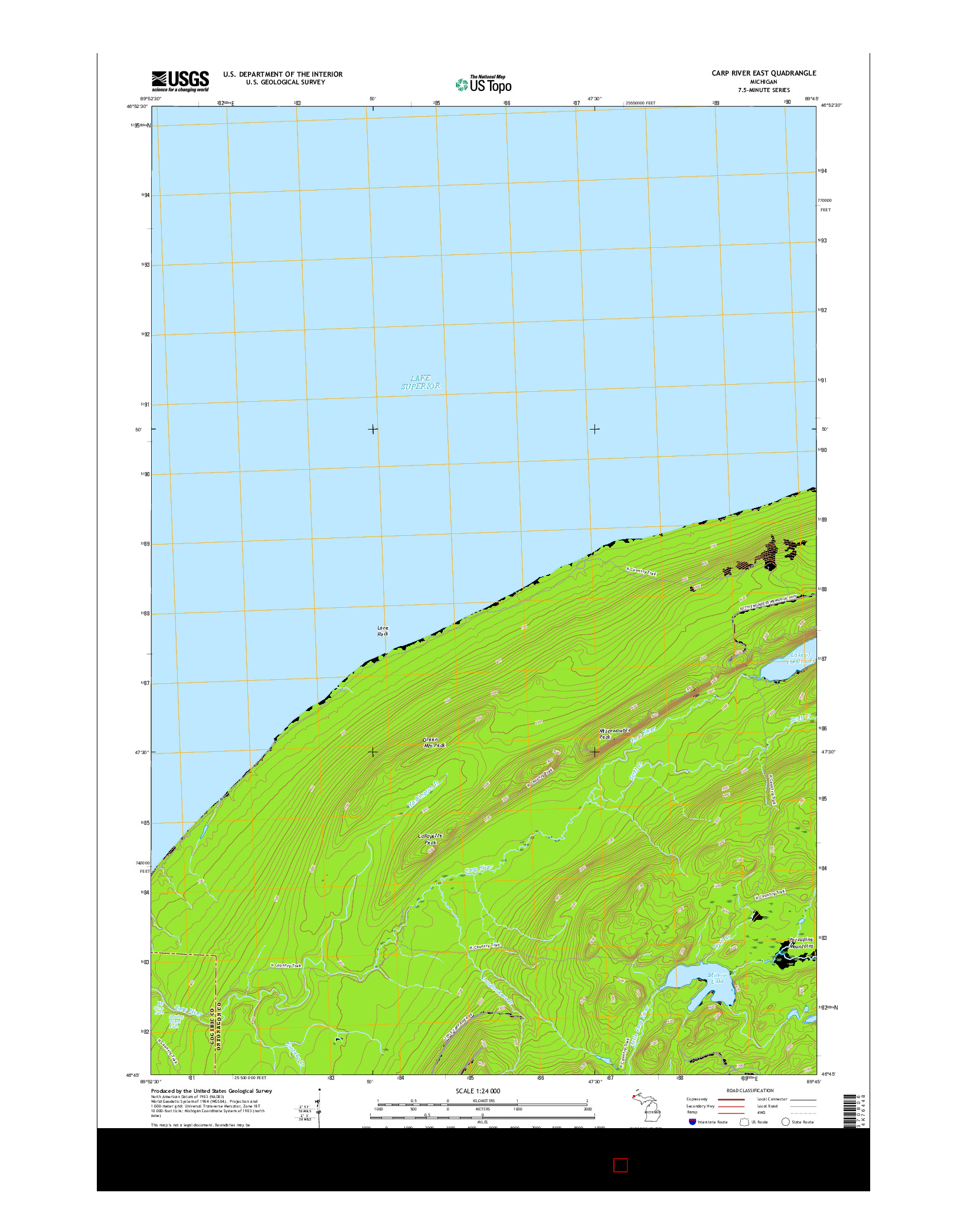 USGS US TOPO 7.5-MINUTE MAP FOR CARP RIVER EAST, MI 2017