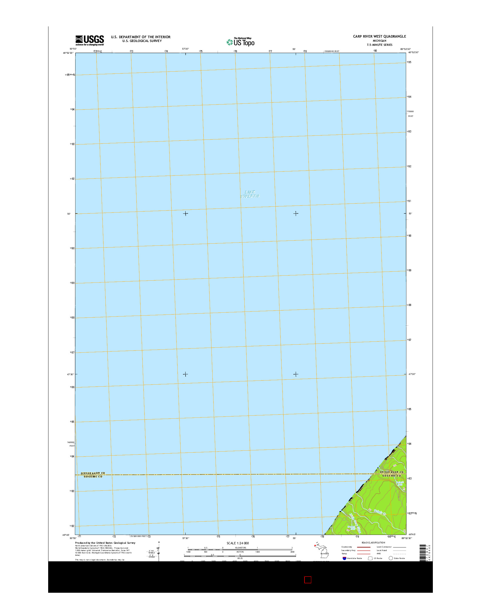 USGS US TOPO 7.5-MINUTE MAP FOR CARP RIVER WEST, MI 2017