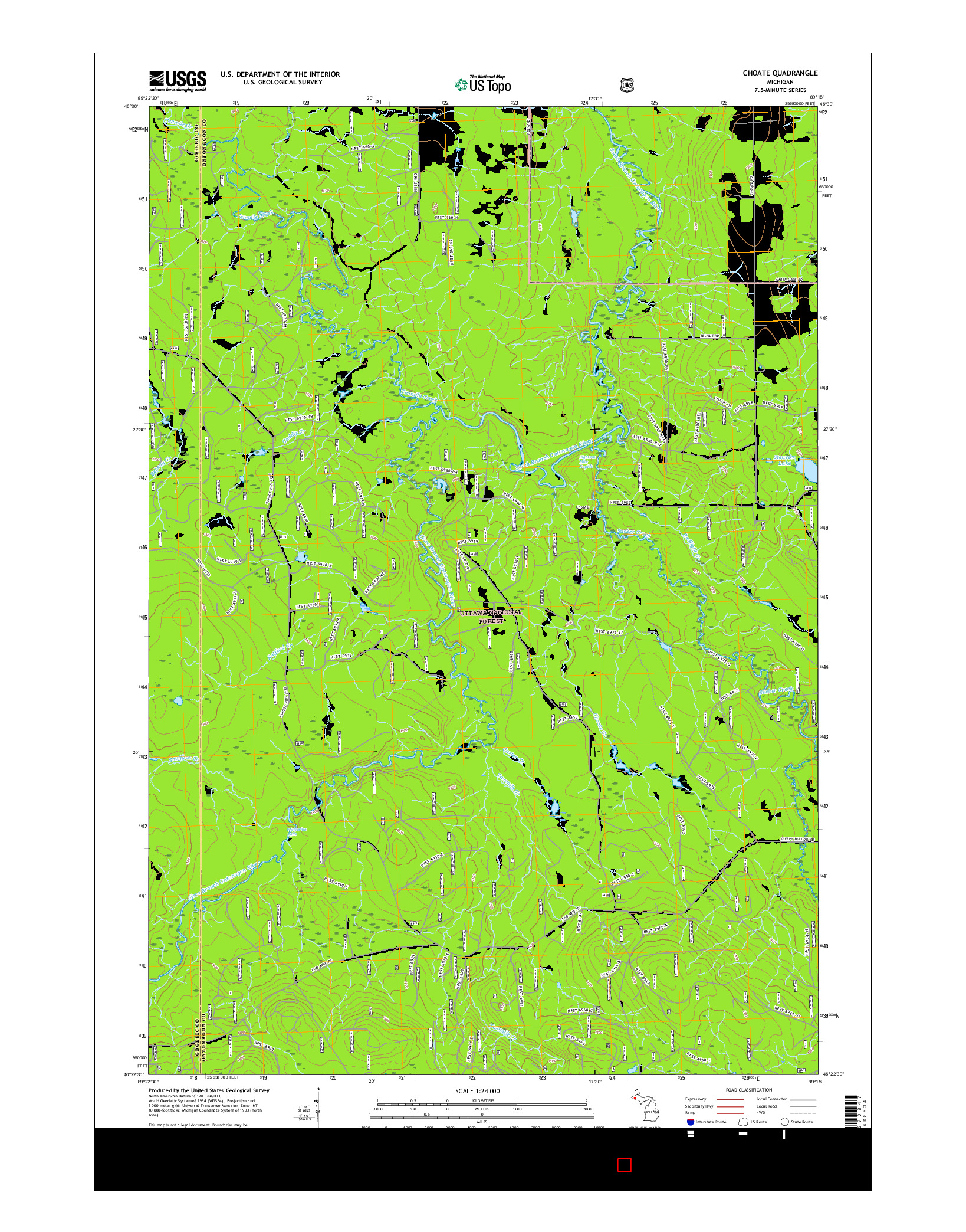 USGS US TOPO 7.5-MINUTE MAP FOR CHOATE, MI 2017
