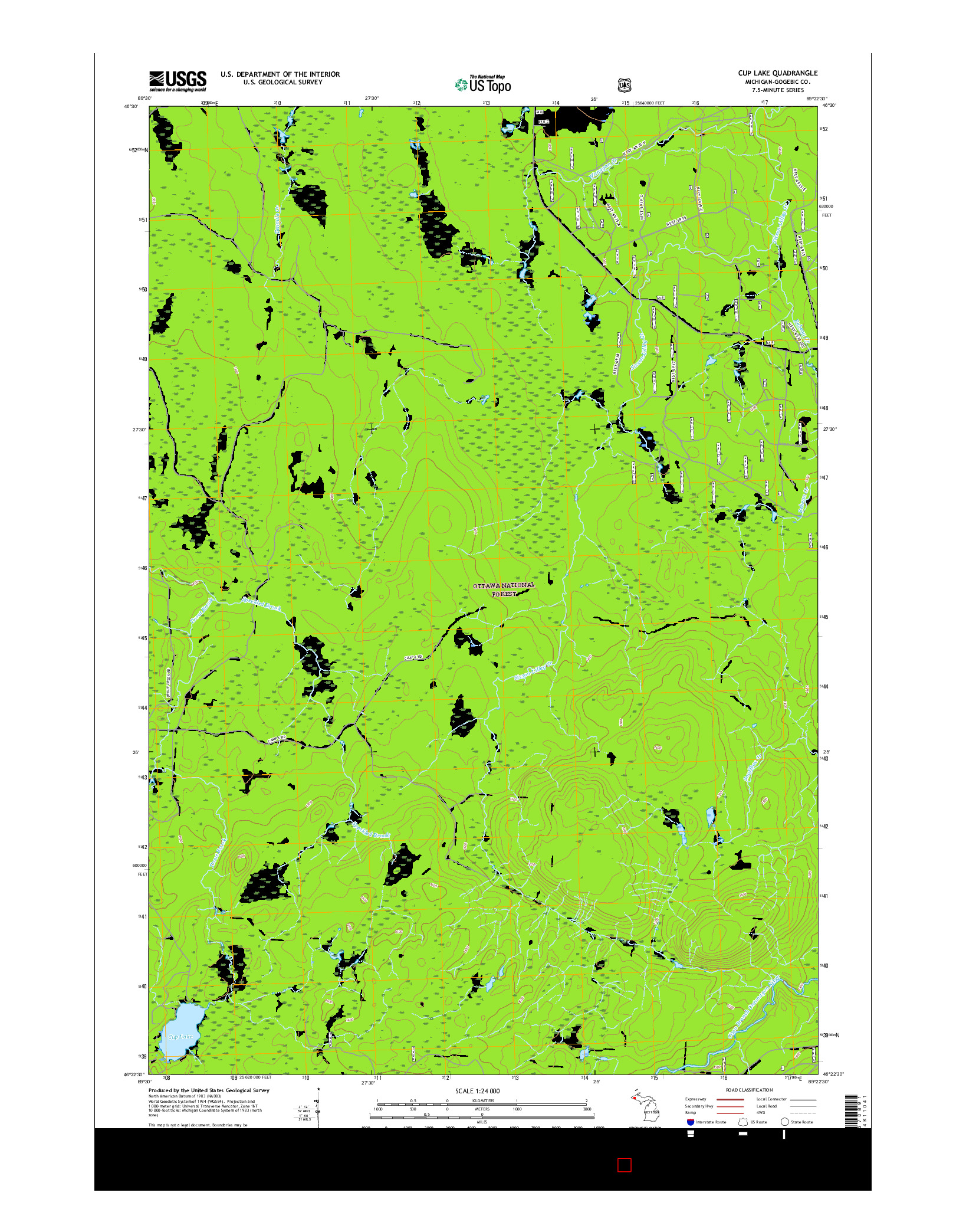 USGS US TOPO 7.5-MINUTE MAP FOR CUP LAKE, MI 2017
