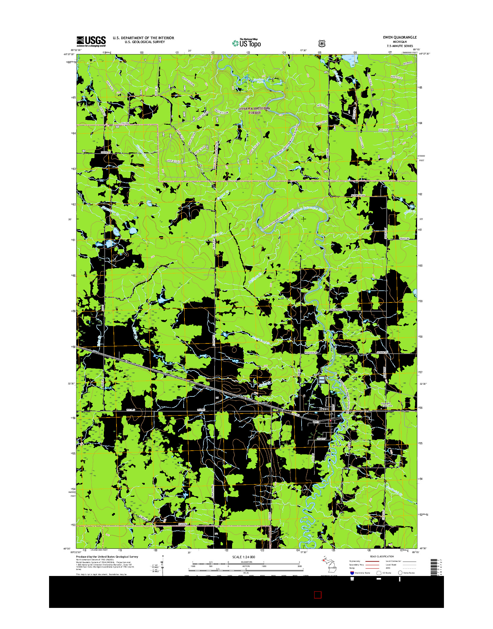 USGS US TOPO 7.5-MINUTE MAP FOR EWEN, MI 2017