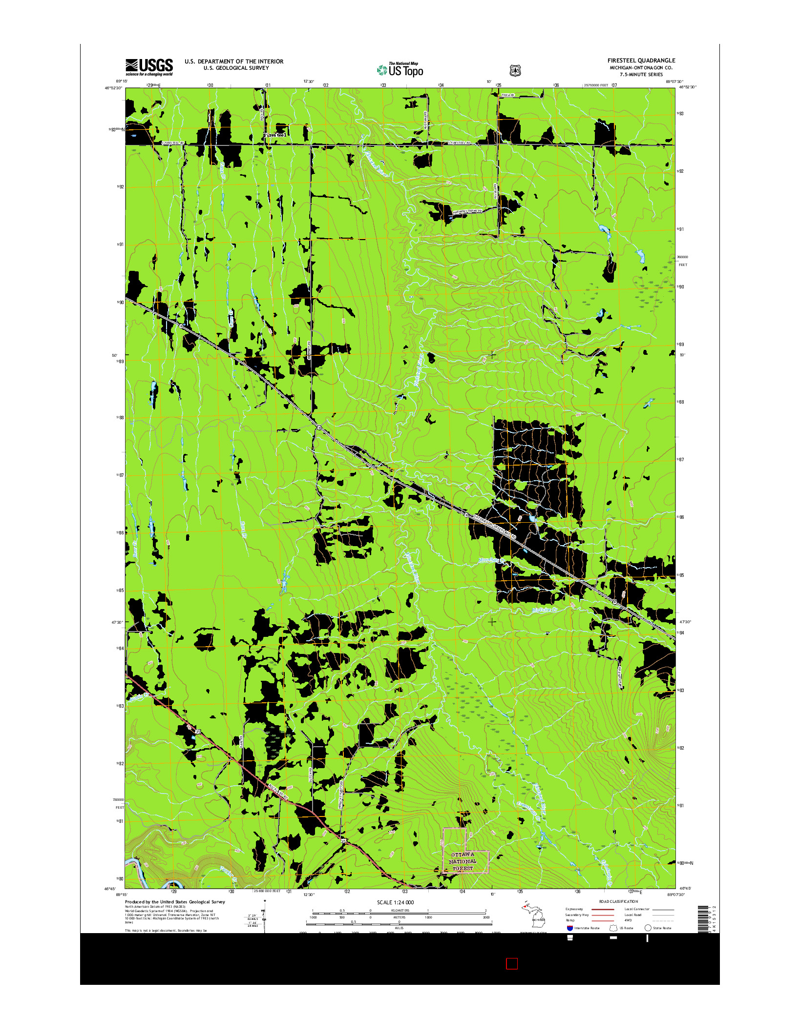 USGS US TOPO 7.5-MINUTE MAP FOR FIRESTEEL, MI 2017