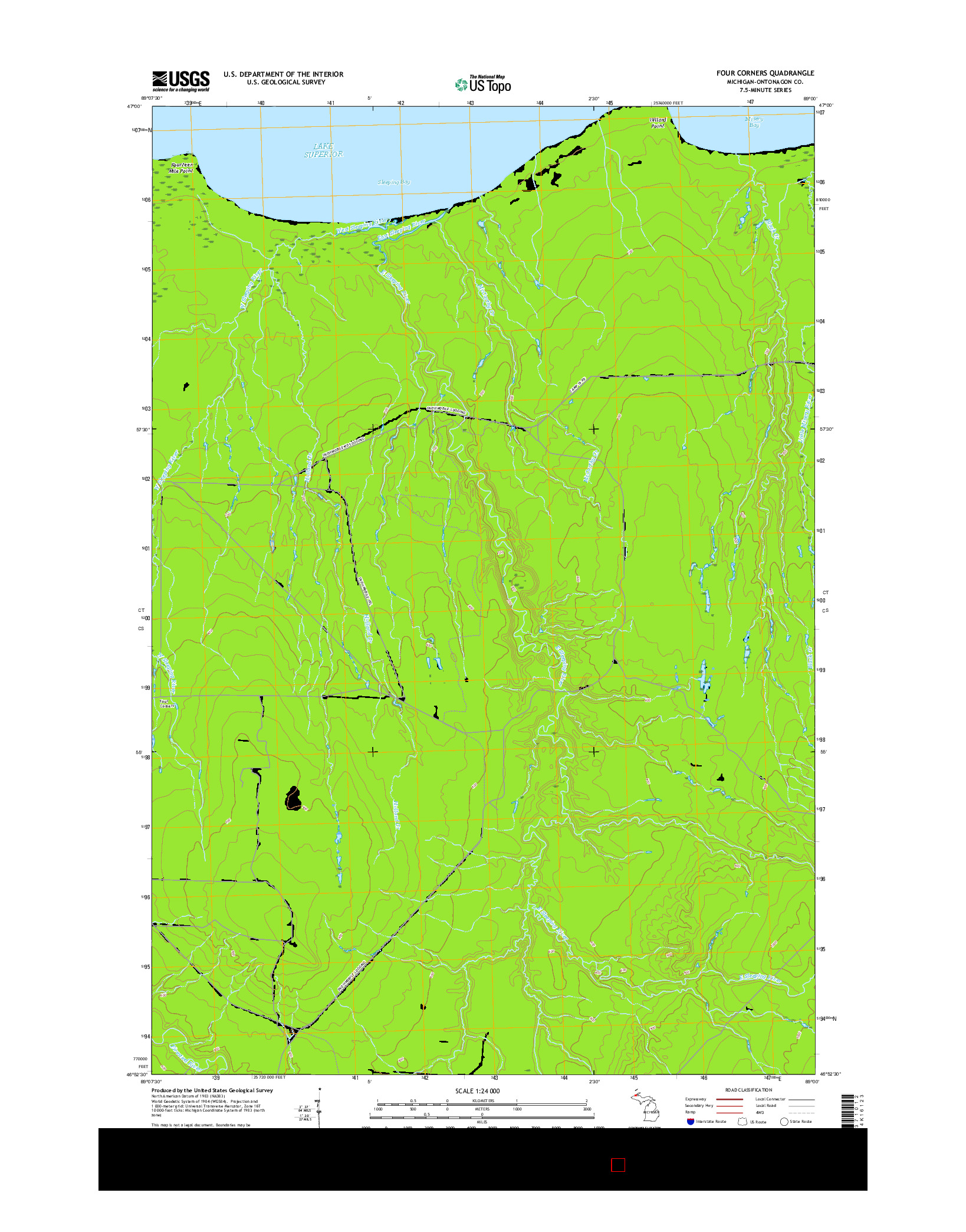 USGS US TOPO 7.5-MINUTE MAP FOR FOUR CORNERS, MI 2017