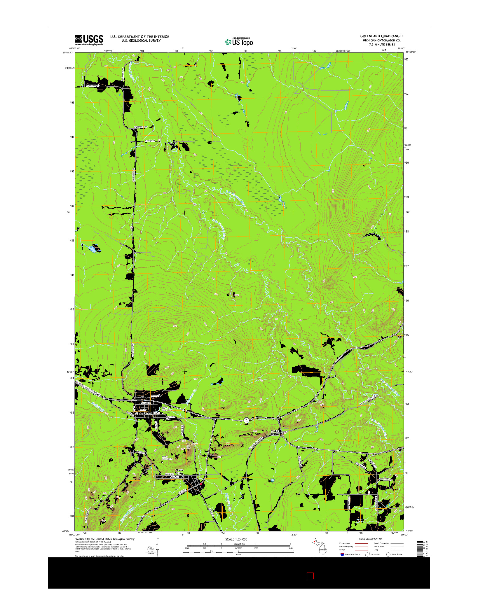 USGS US TOPO 7.5-MINUTE MAP FOR GREENLAND, MI 2017