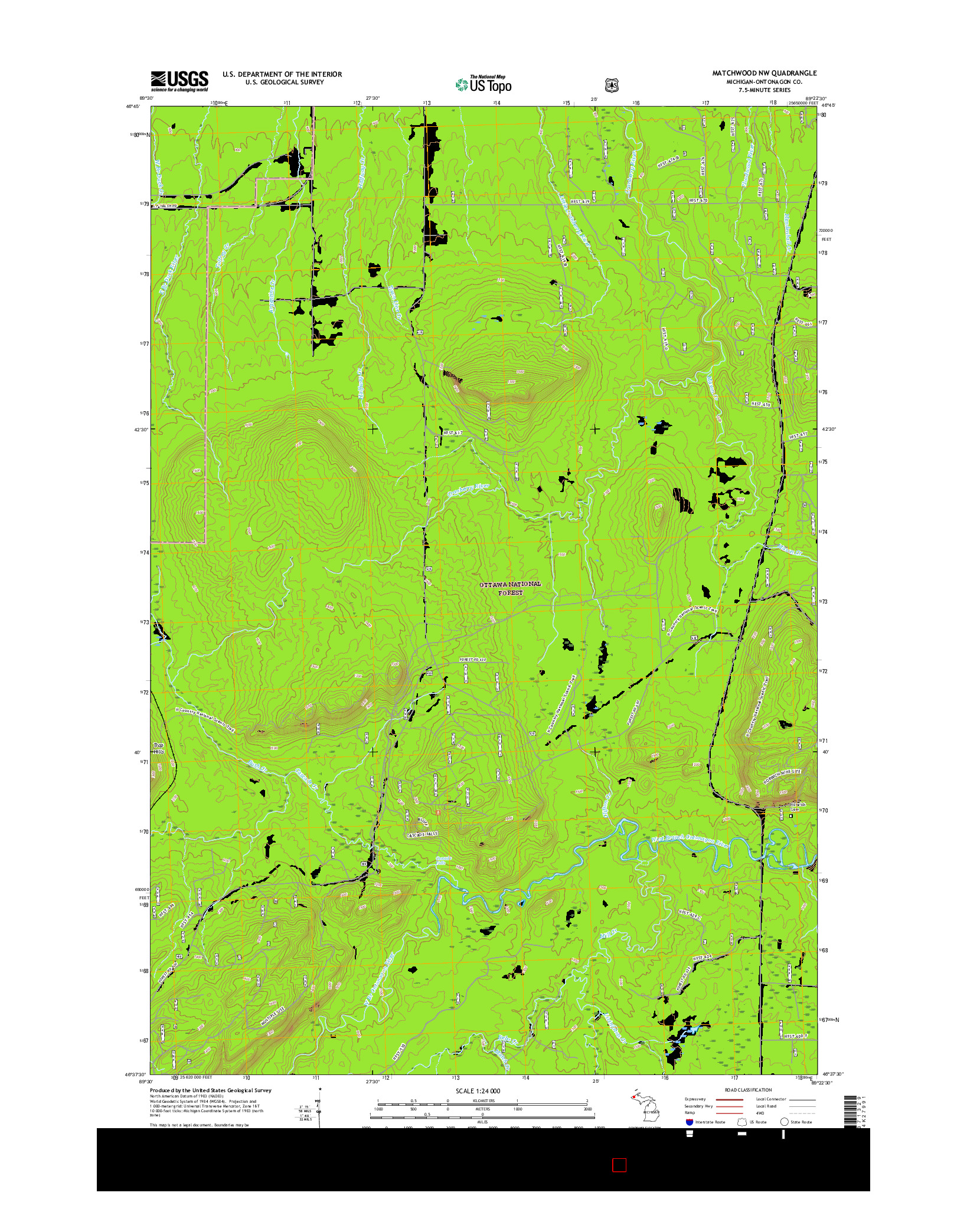 USGS US TOPO 7.5-MINUTE MAP FOR MATCHWOOD NW, MI 2017