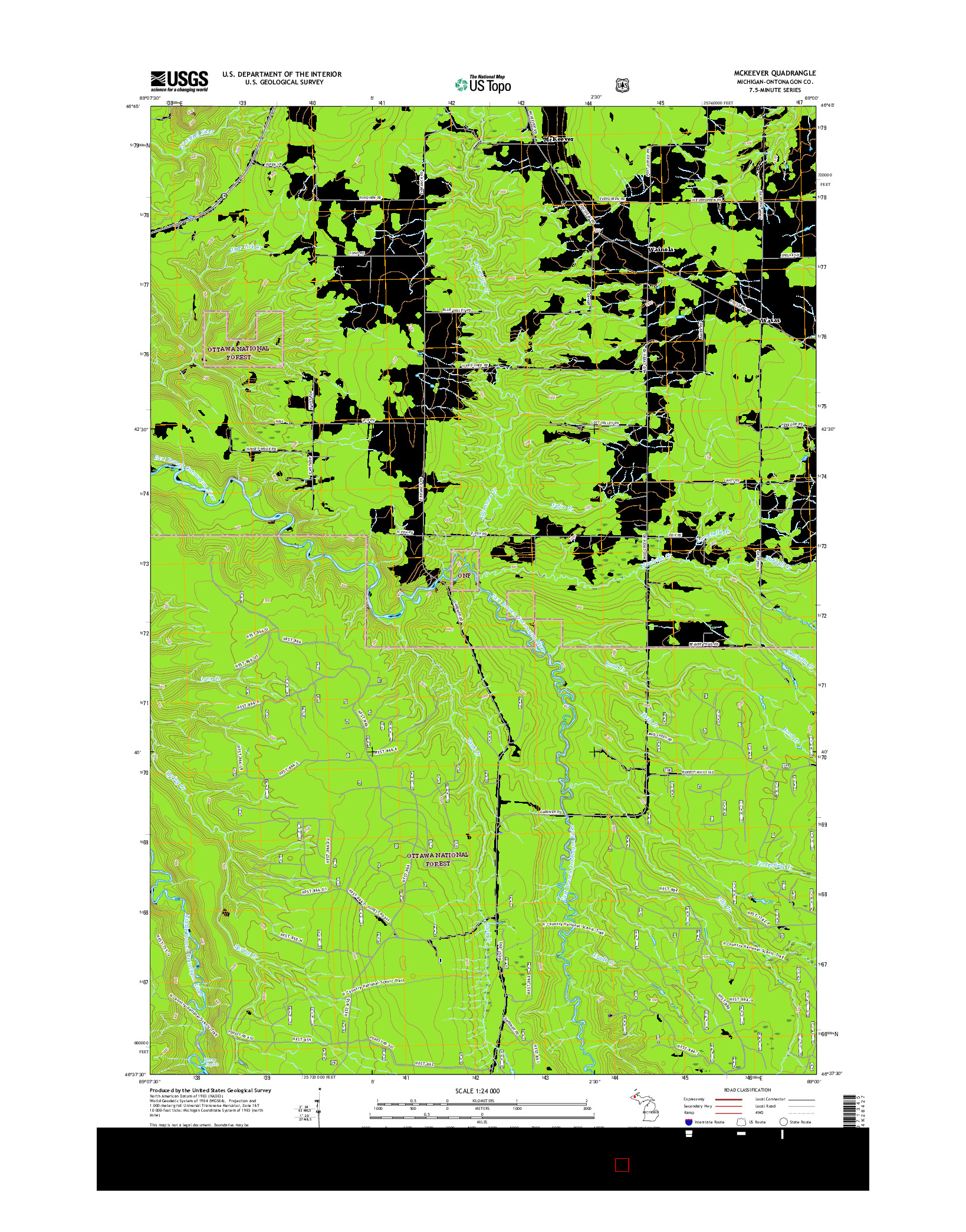 USGS US TOPO 7.5-MINUTE MAP FOR MCKEEVER, MI 2017