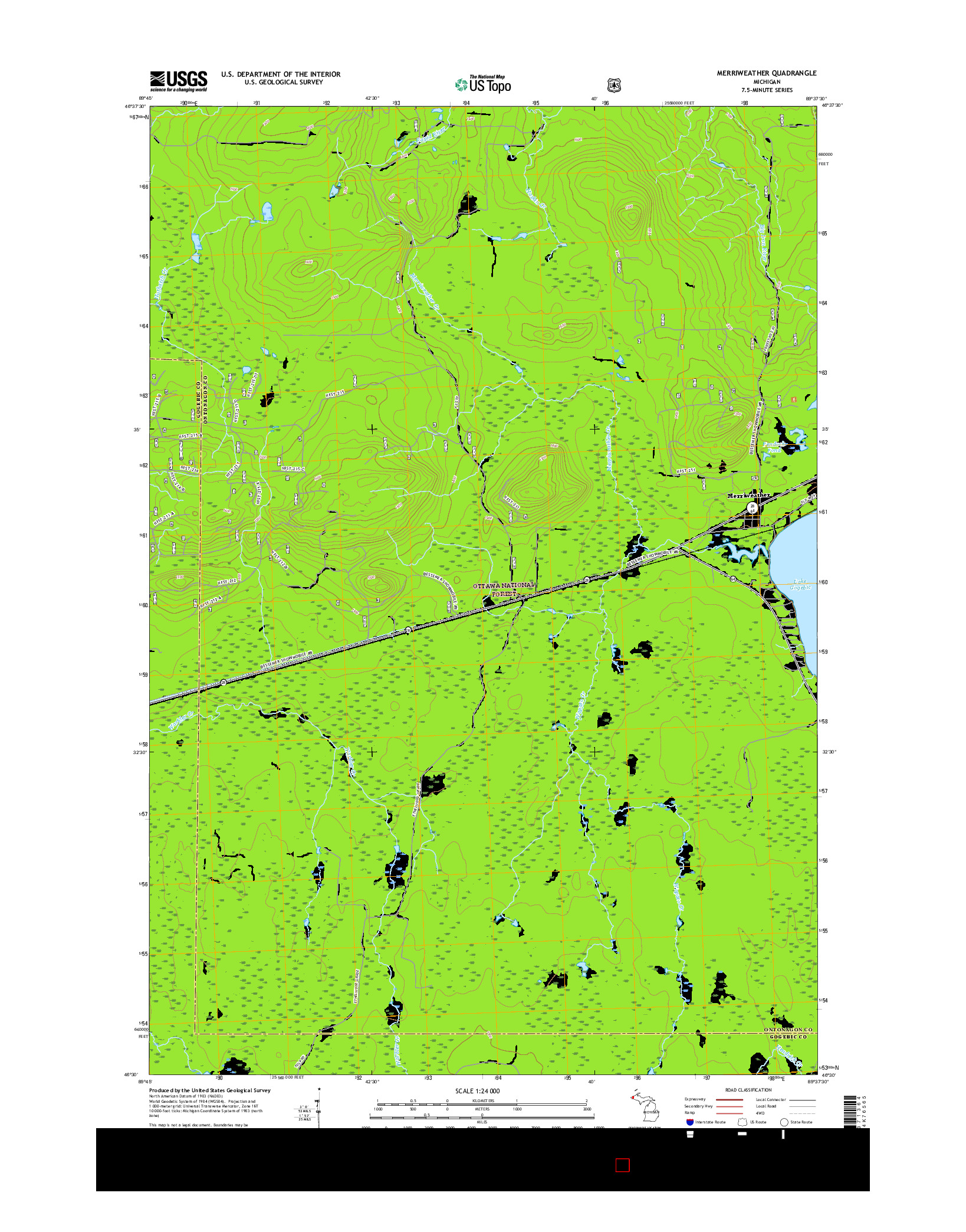 USGS US TOPO 7.5-MINUTE MAP FOR MERRIWEATHER, MI 2017