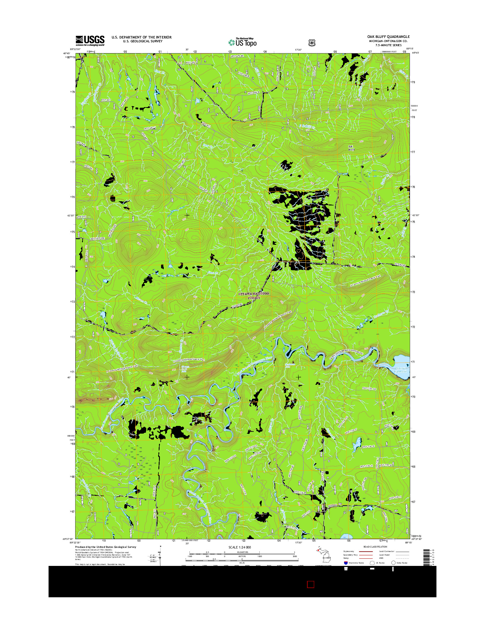 USGS US TOPO 7.5-MINUTE MAP FOR OAK BLUFF, MI 2017