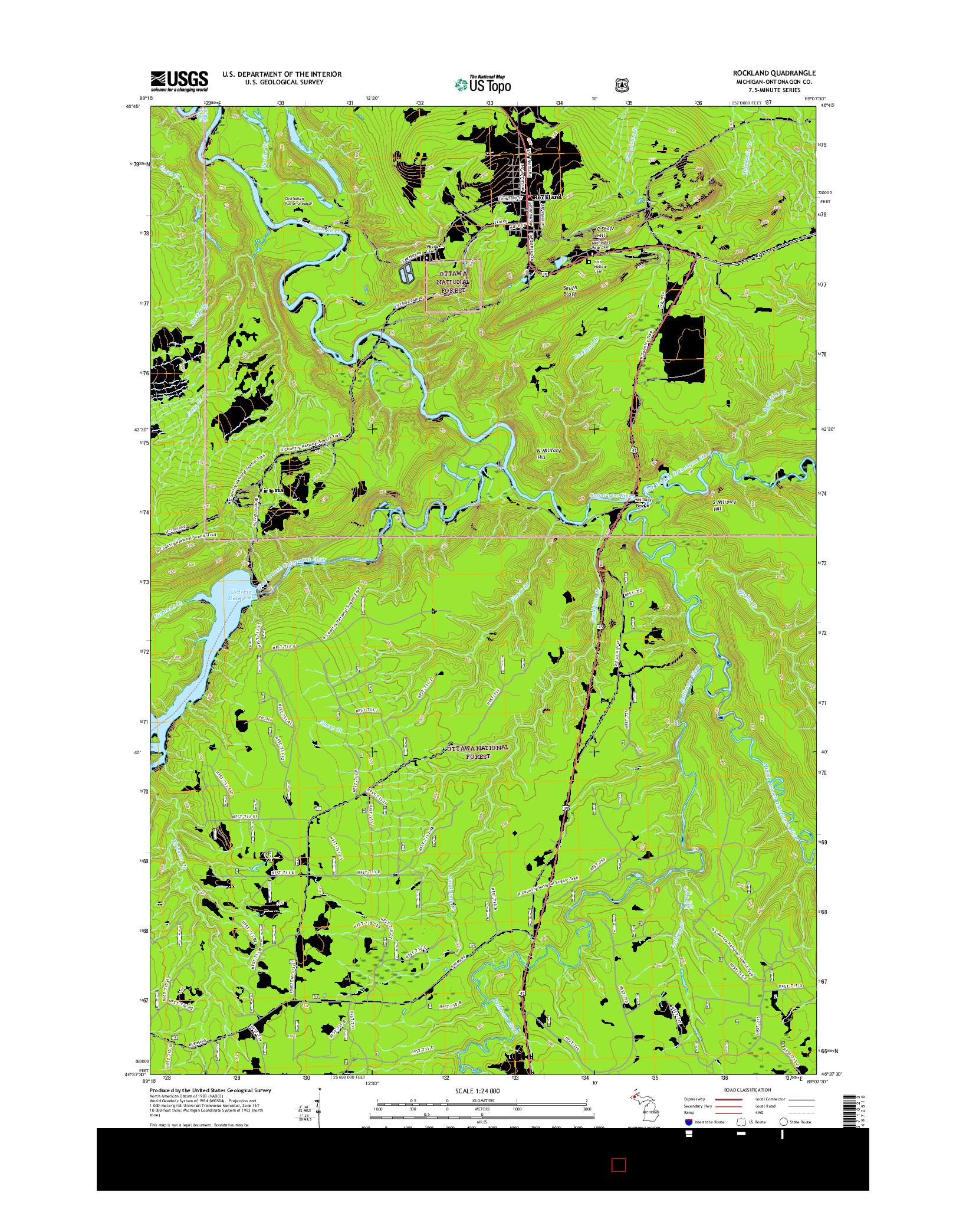 USGS US TOPO 7.5-MINUTE MAP FOR ROCKLAND, MI 2017