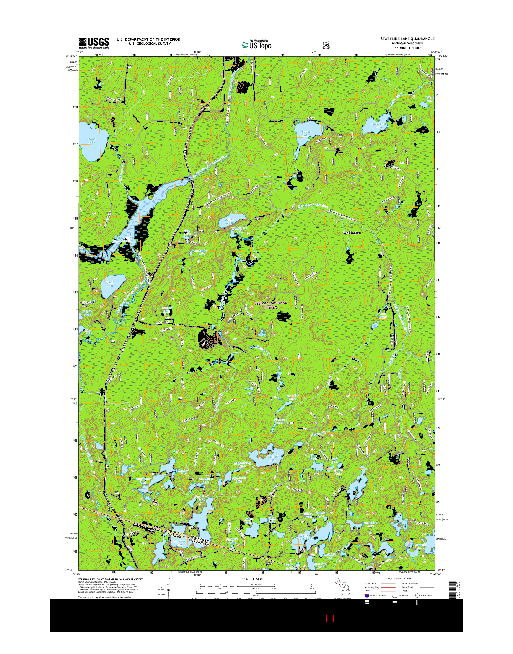 USGS US TOPO 7.5-MINUTE MAP FOR STATELINE LAKE, MI-WI 2017