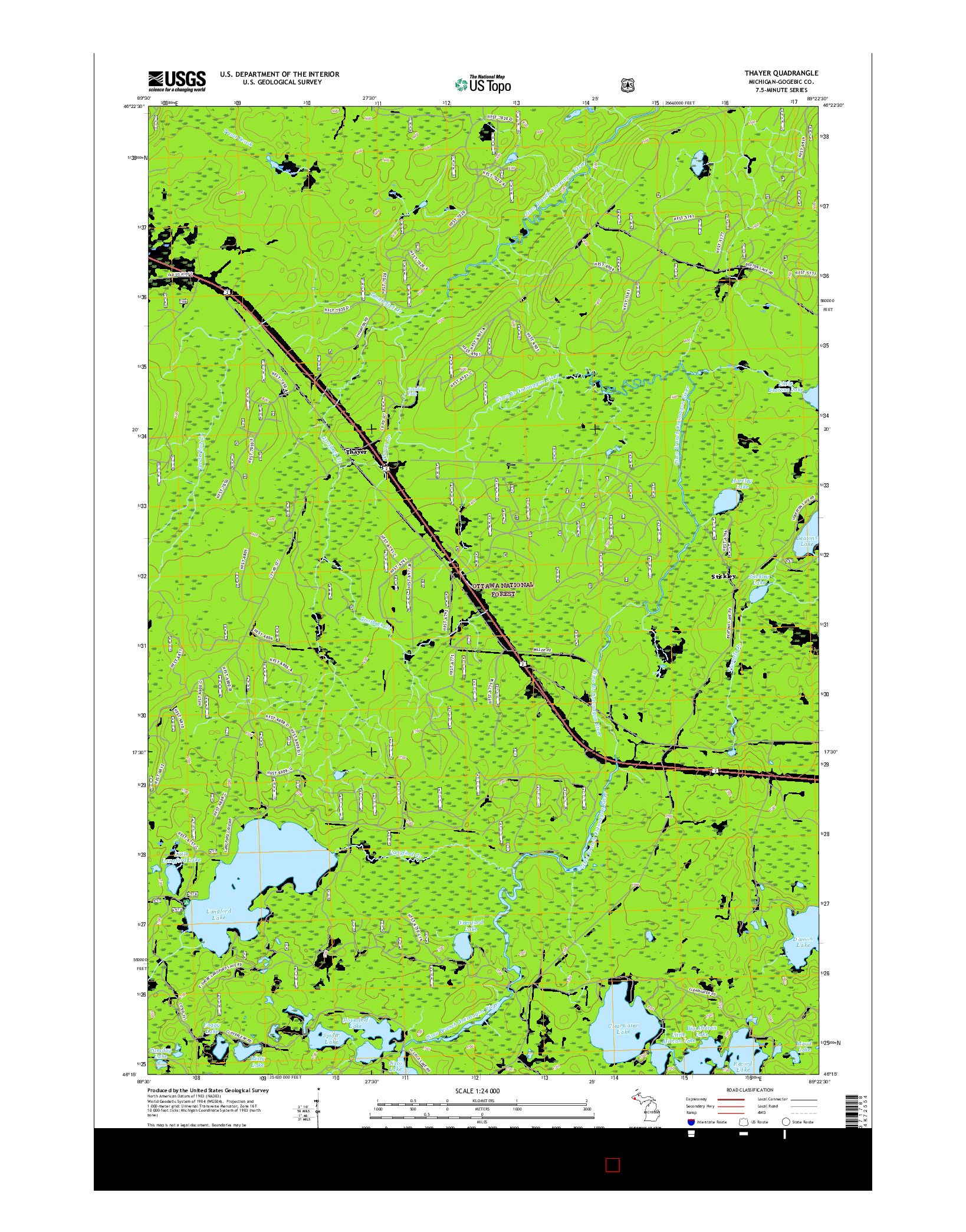 USGS US TOPO 7.5-MINUTE MAP FOR THAYER, MI 2017