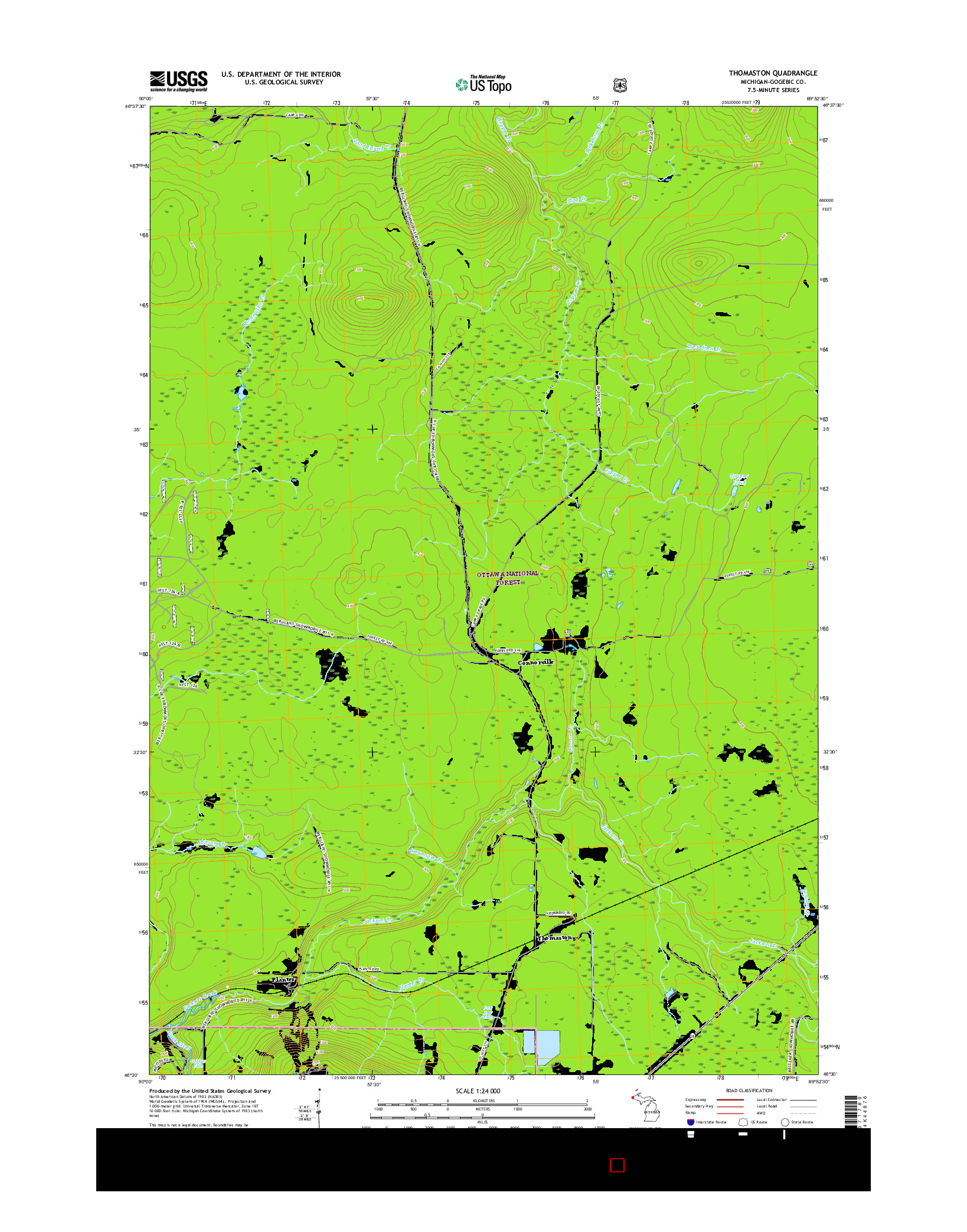 USGS US TOPO 7.5-MINUTE MAP FOR THOMASTON, MI 2017