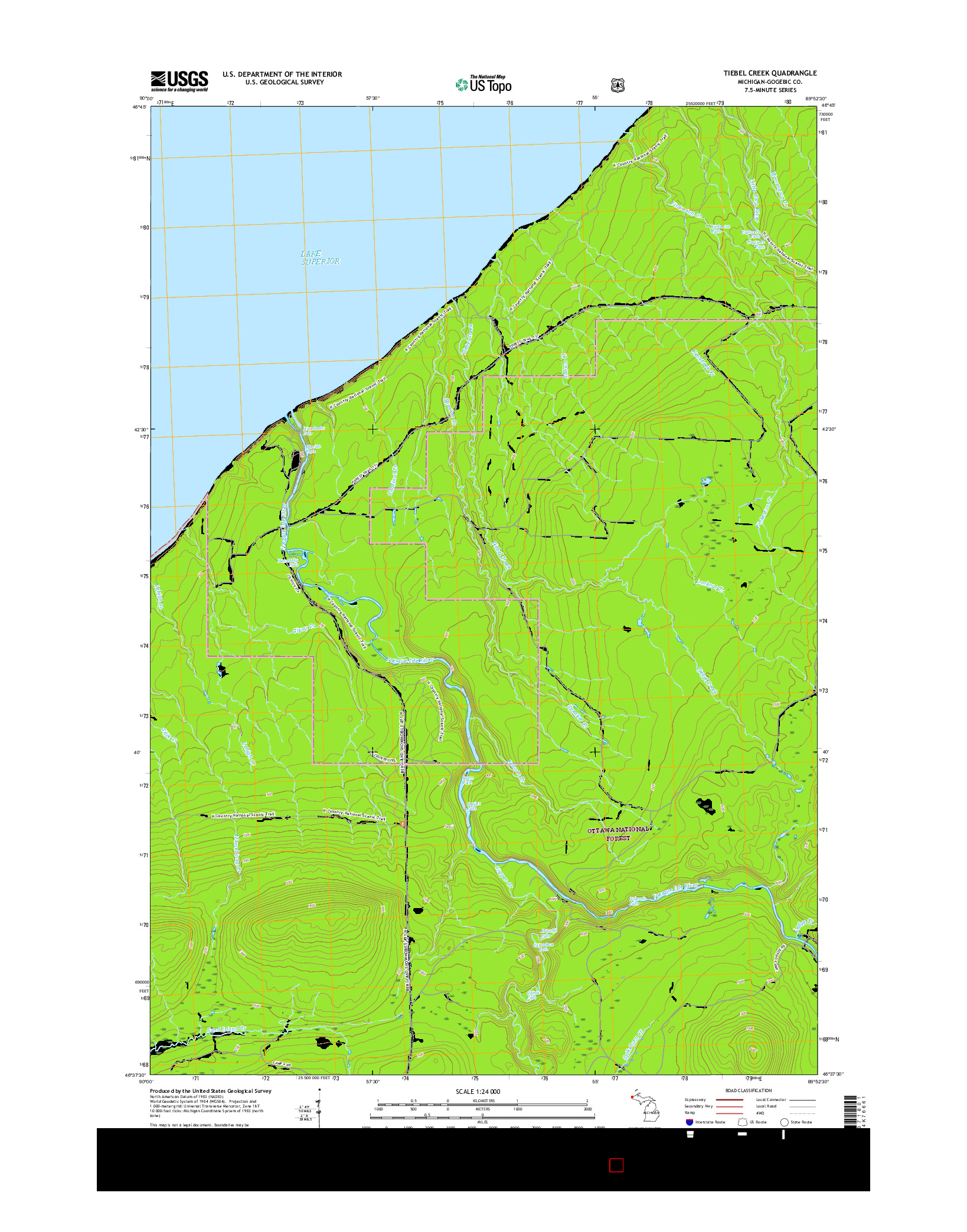 USGS US TOPO 7.5-MINUTE MAP FOR TIEBEL CREEK, MI 2017