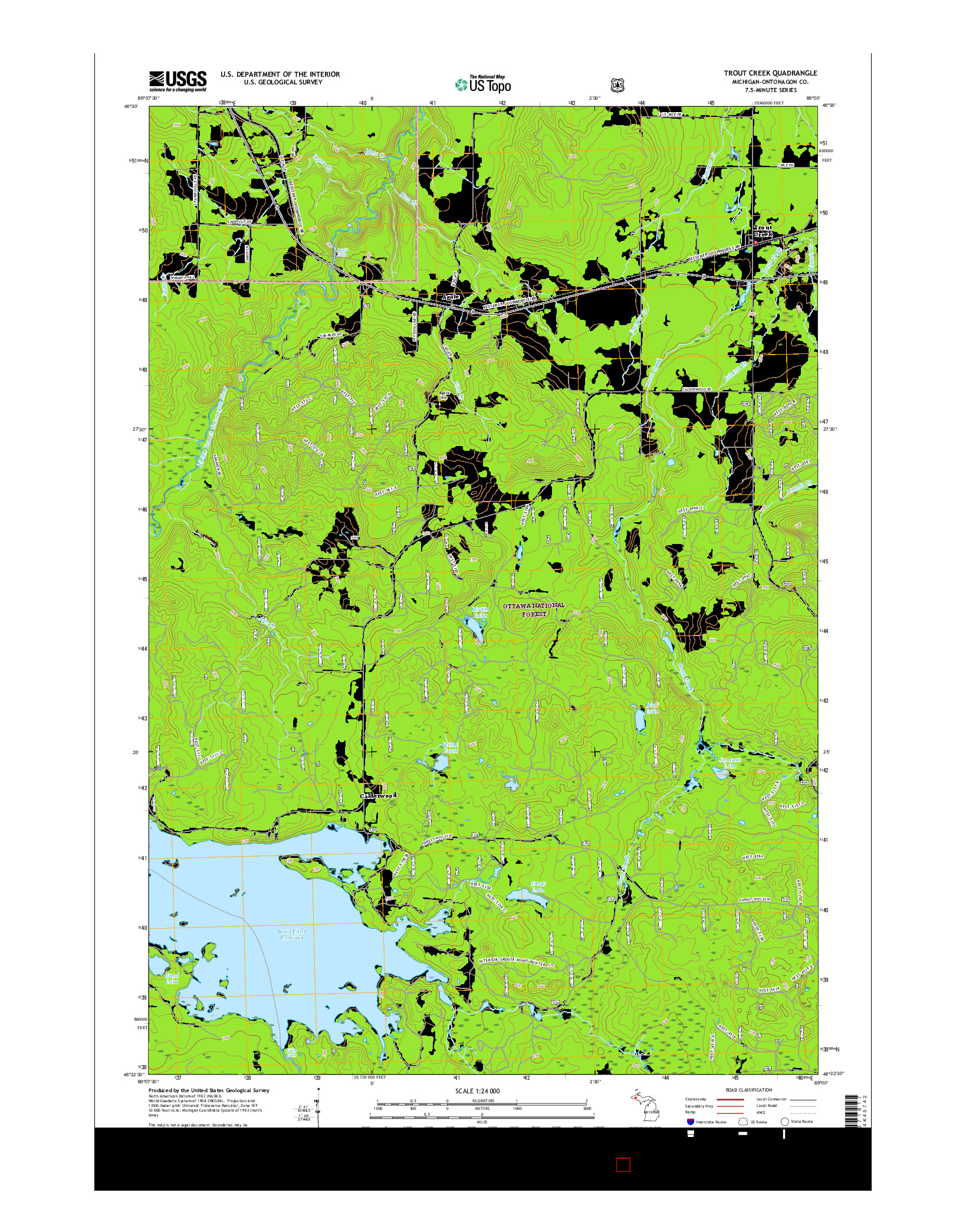USGS US TOPO 7.5-MINUTE MAP FOR TROUT CREEK, MI 2017