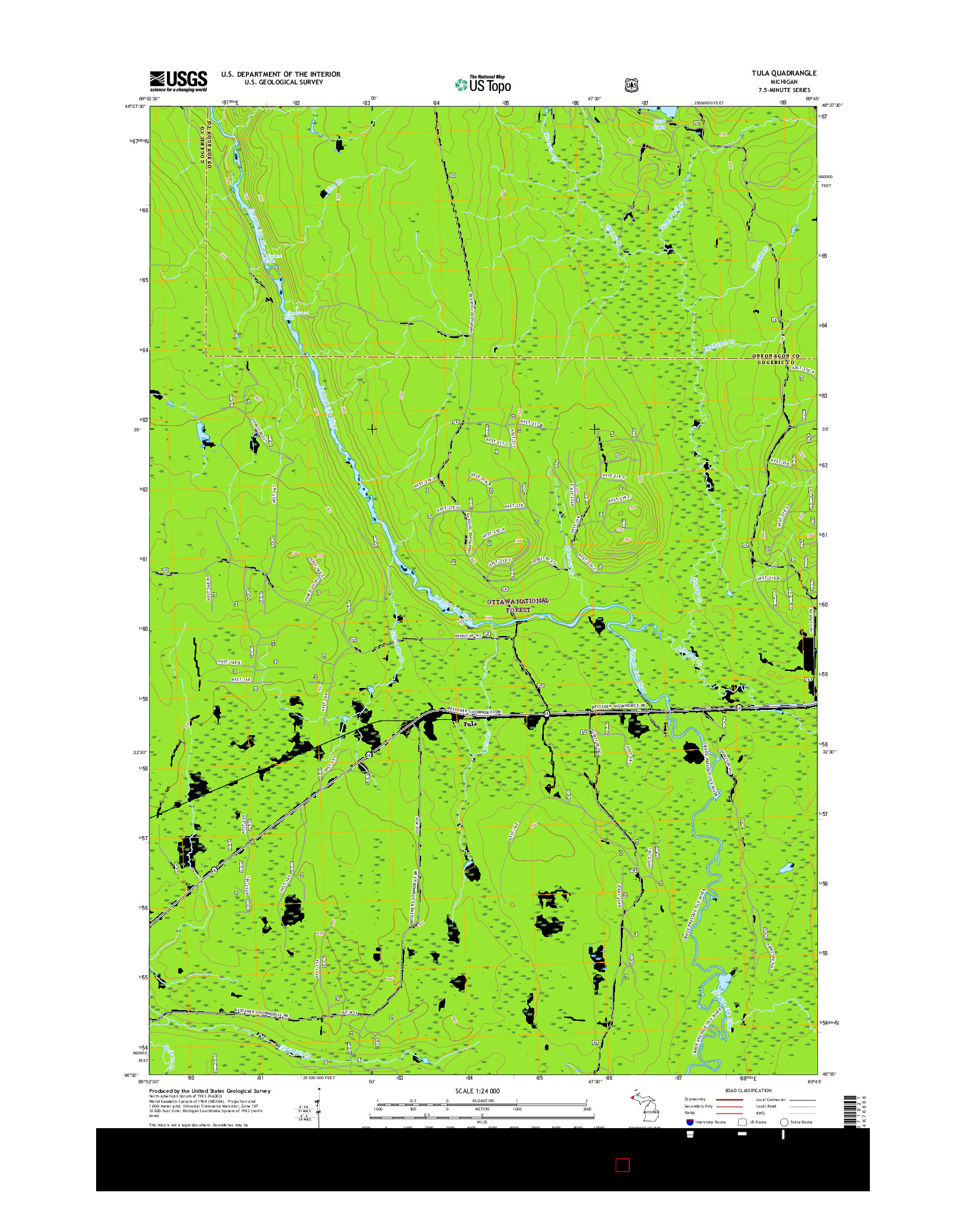 USGS US TOPO 7.5-MINUTE MAP FOR TULA, MI 2017