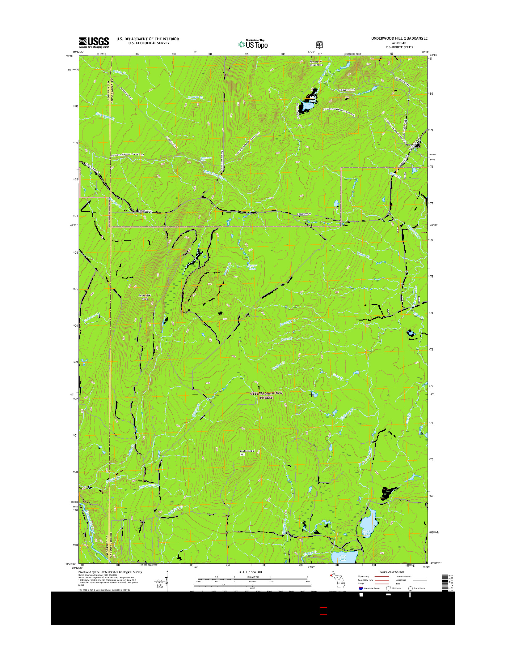 USGS US TOPO 7.5-MINUTE MAP FOR UNDERWOOD HILL, MI 2017