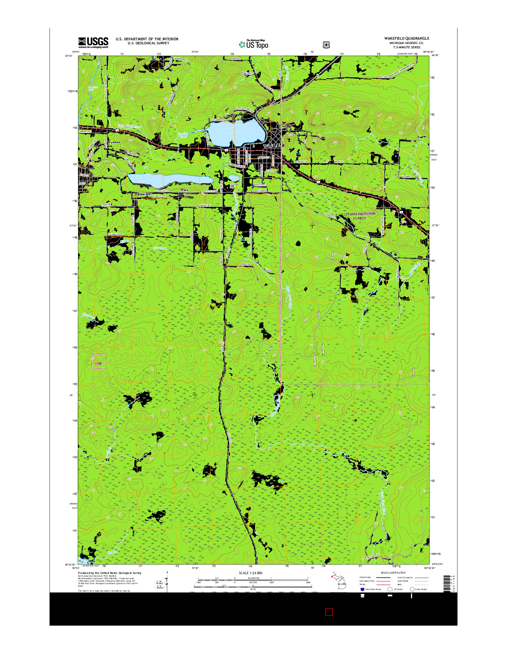 USGS US TOPO 7.5-MINUTE MAP FOR WAKEFIELD, MI 2017