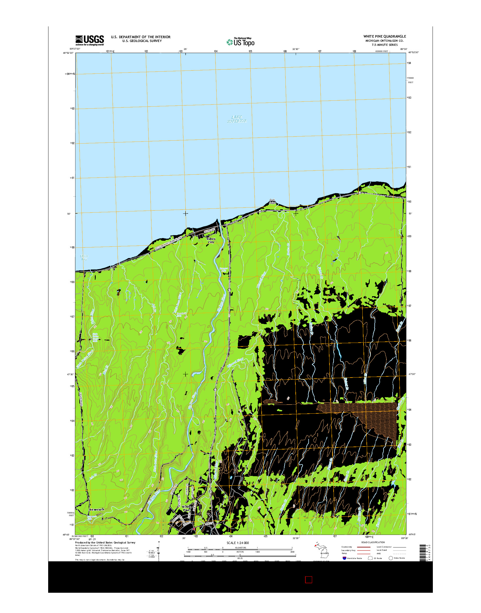 USGS US TOPO 7.5-MINUTE MAP FOR WHITE PINE, MI 2017