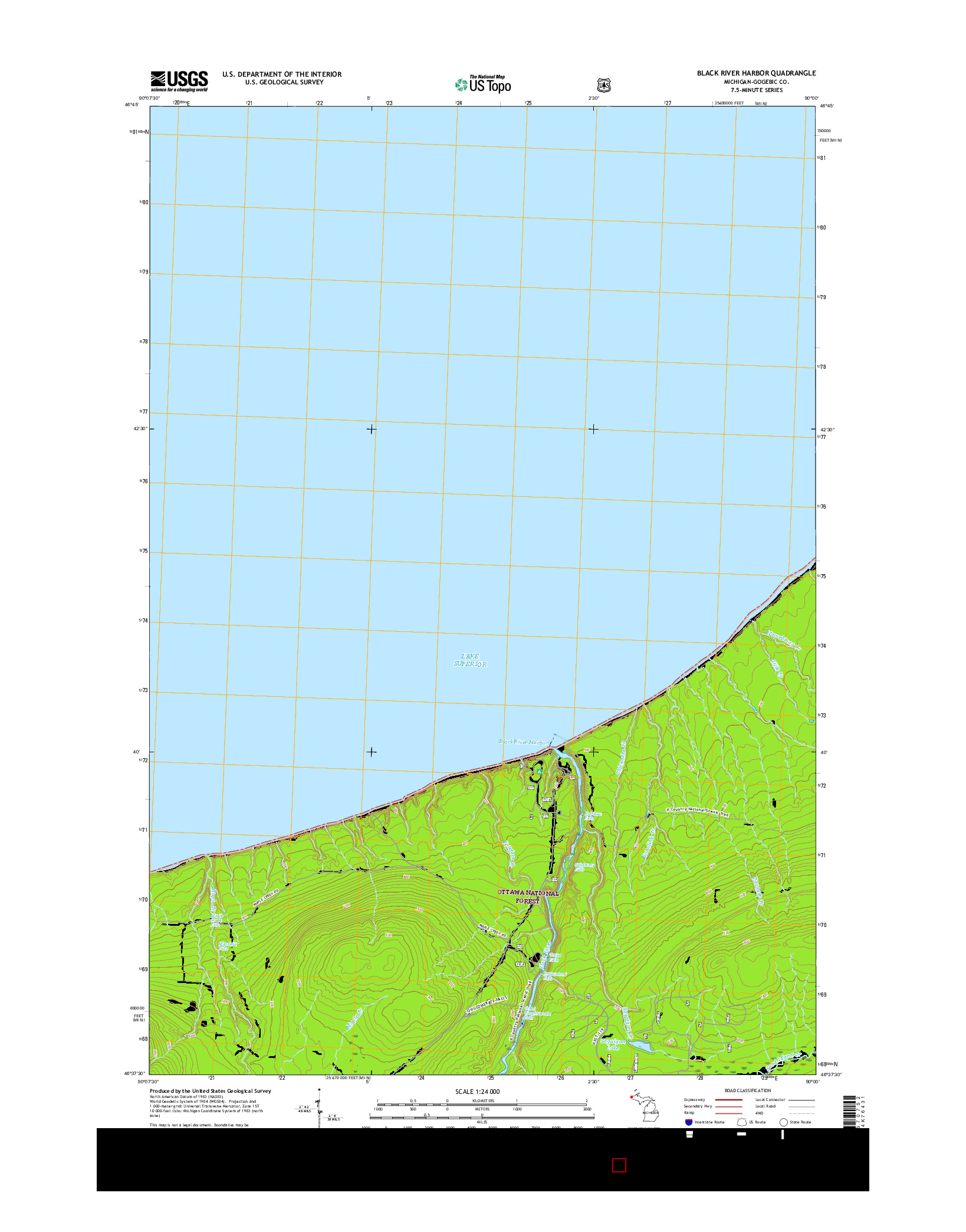 USGS US TOPO 7.5-MINUTE MAP FOR BLACK RIVER HARBOR, MI 2017