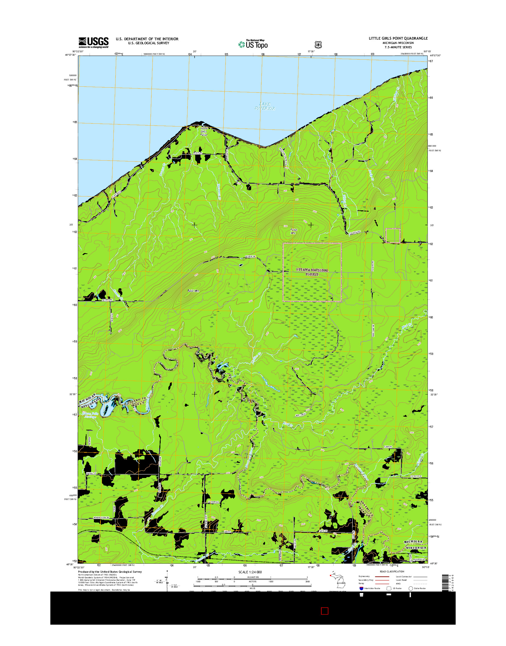 USGS US TOPO 7.5-MINUTE MAP FOR LITTLE GIRLS POINT, MI-WI 2017