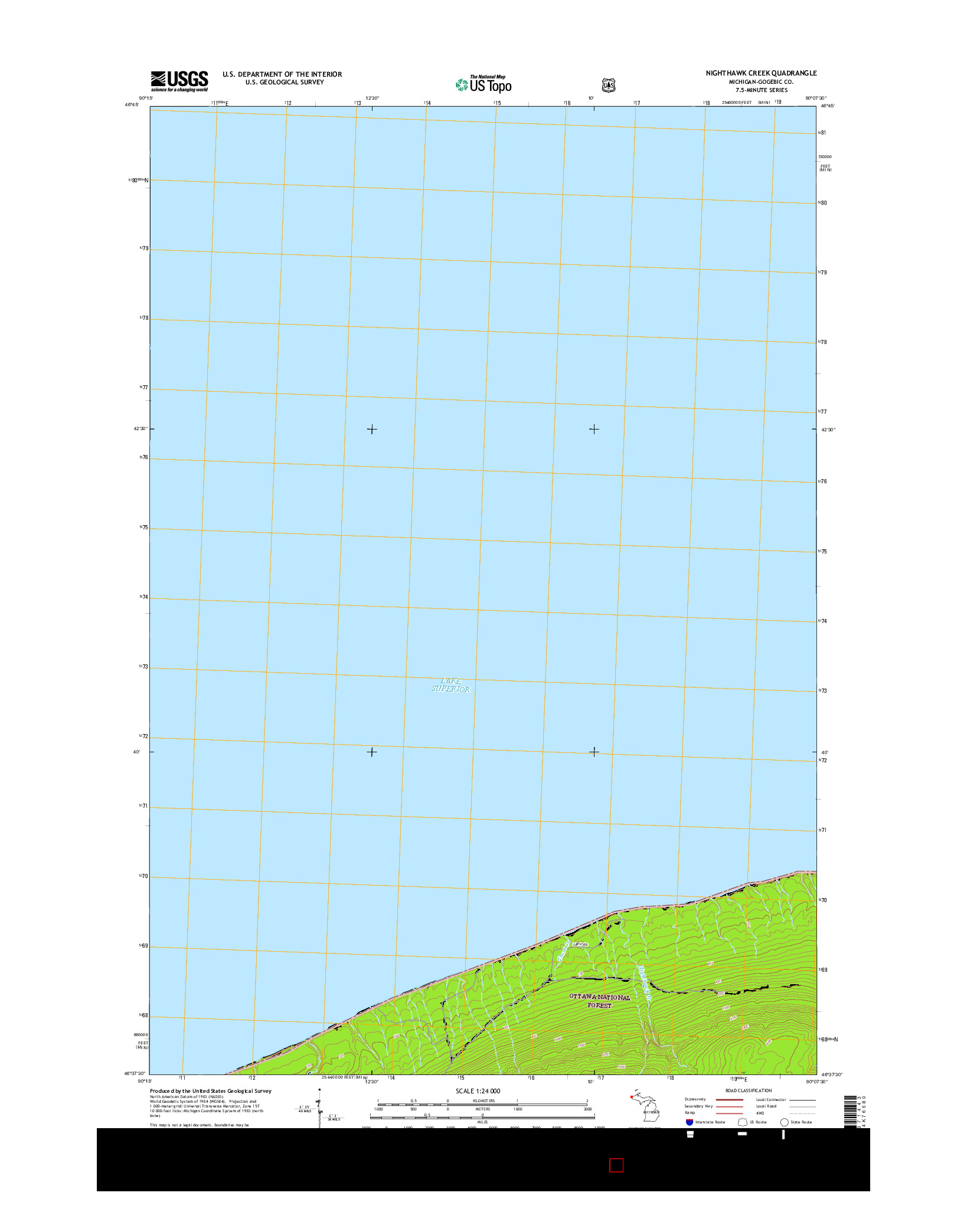 USGS US TOPO 7.5-MINUTE MAP FOR NIGHTHAWK CREEK, MI 2017