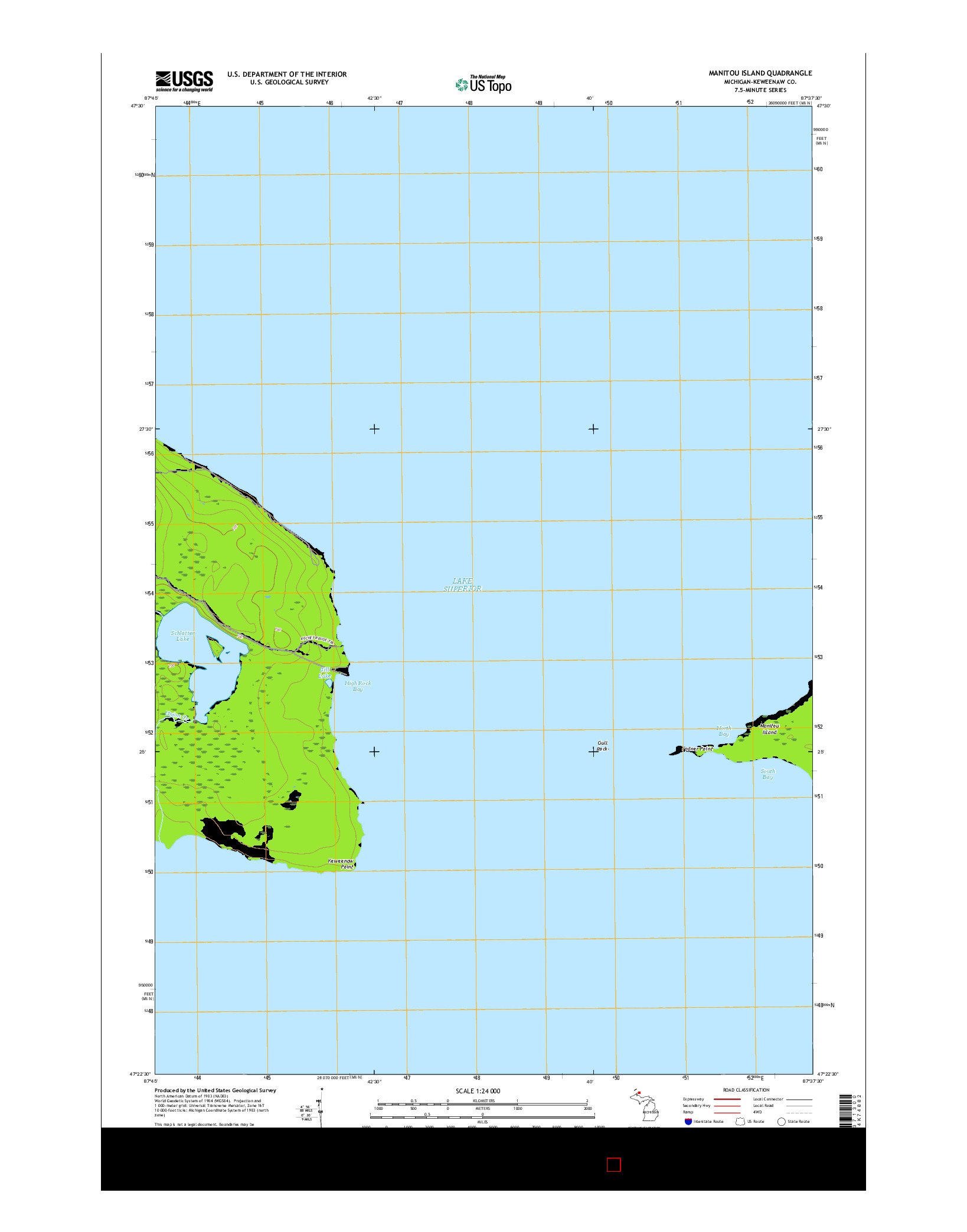 USGS US TOPO 7.5-MINUTE MAP FOR MANITOU ISLAND, MI 2017