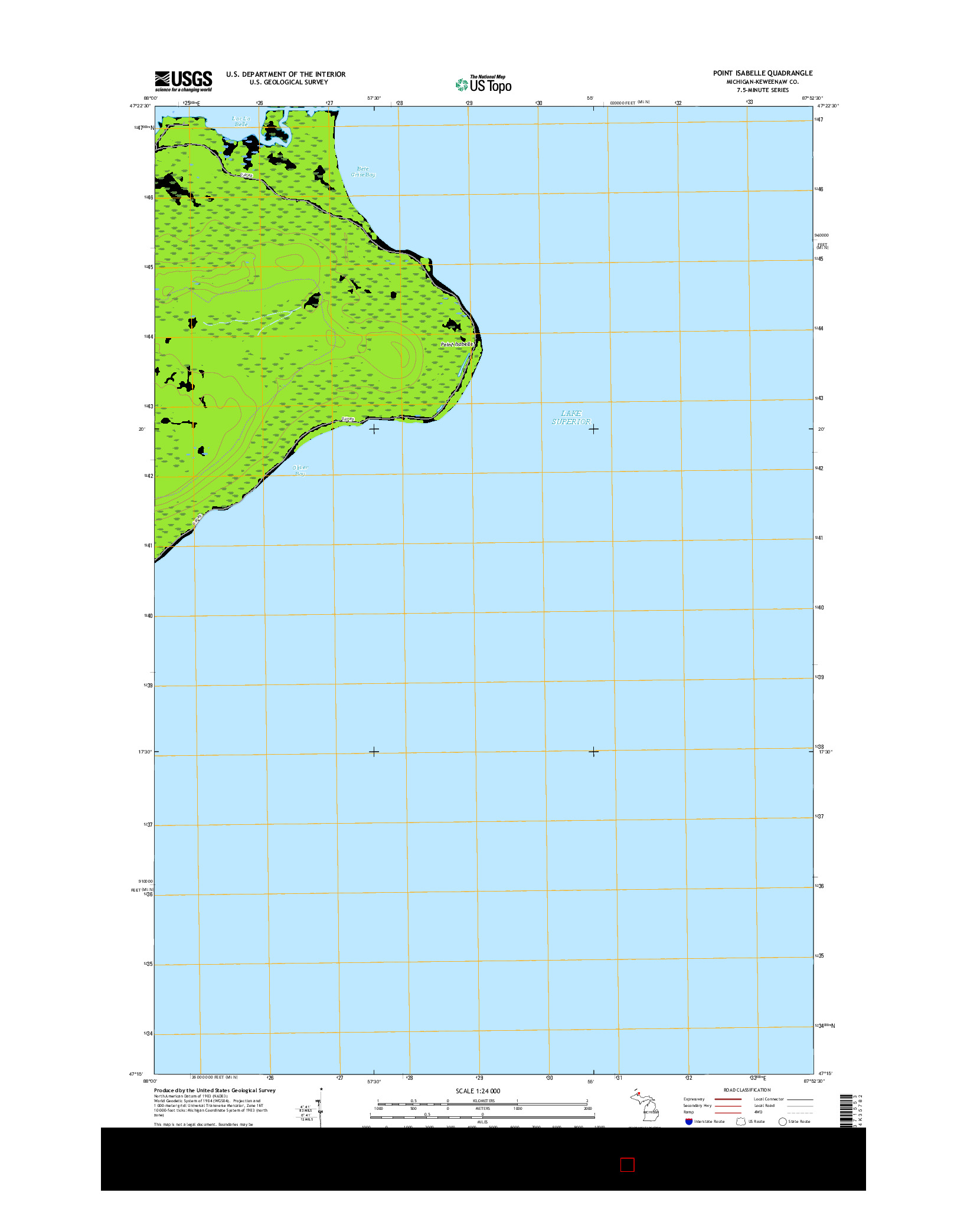 USGS US TOPO 7.5-MINUTE MAP FOR POINT ISABELLE, MI 2017