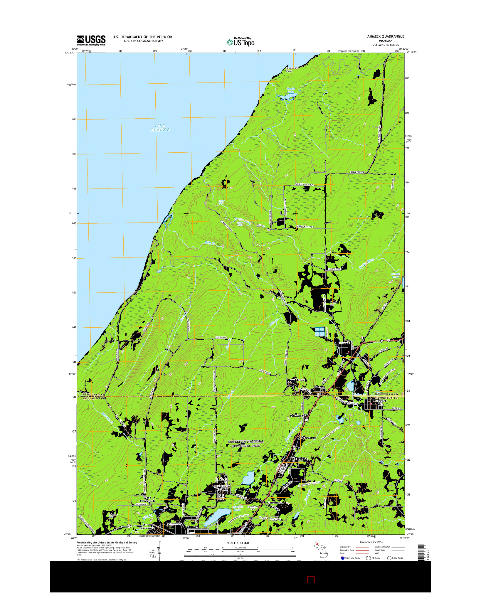 USGS US TOPO 7.5-MINUTE MAP FOR AHMEEK, MI 2017